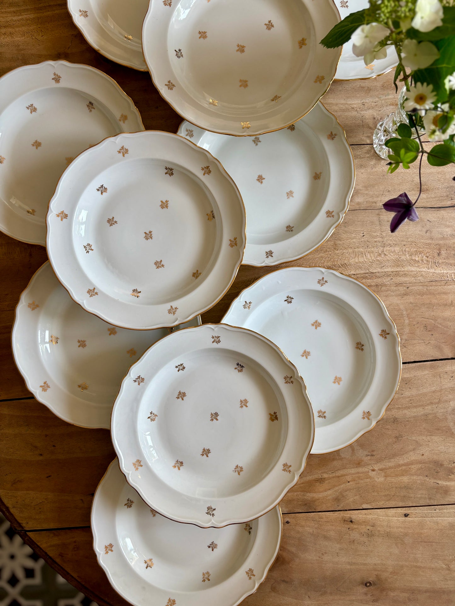 Lot de 10 assiettes creuses vintage en porcelaine de Limoges