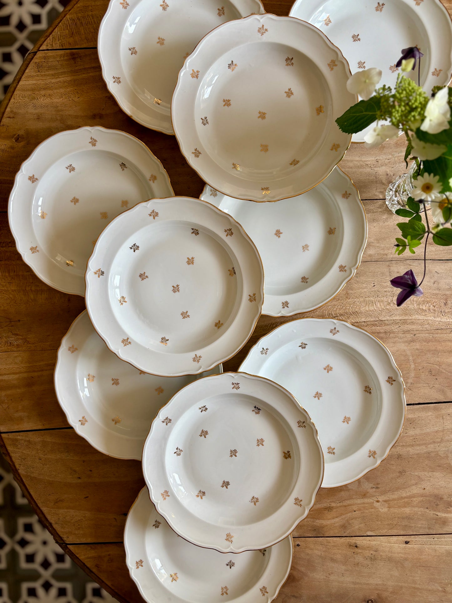 Lot de 10 assiettes creuses vintage en porcelaine de Limoges