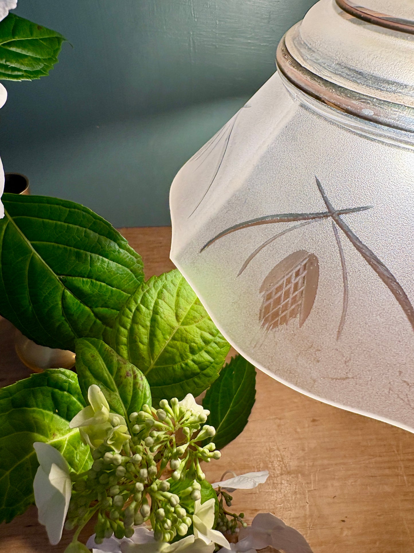 Suspension abat-jour vintage en verre dépoli