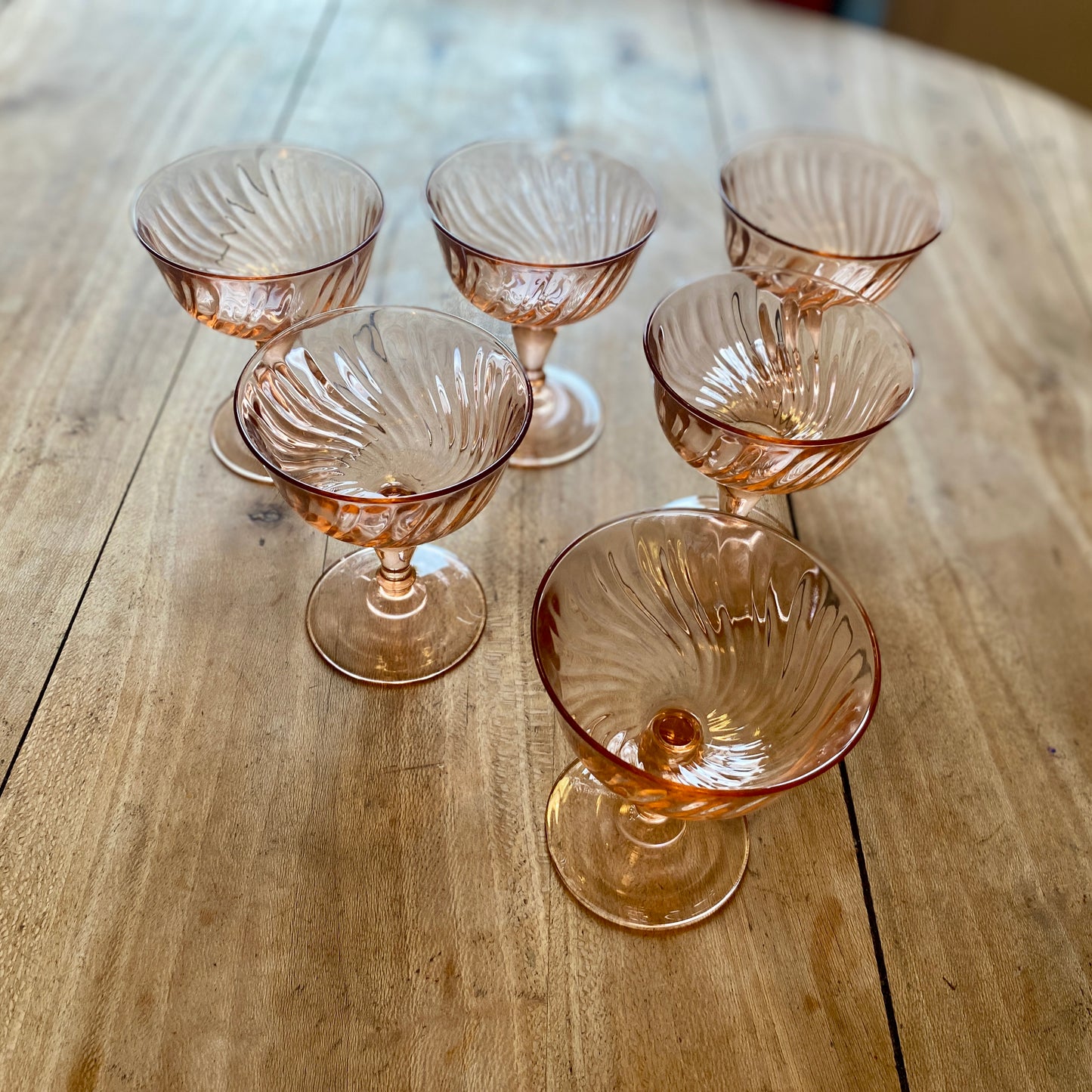 Lot de 6 coupes à champagne vintage en rosaline