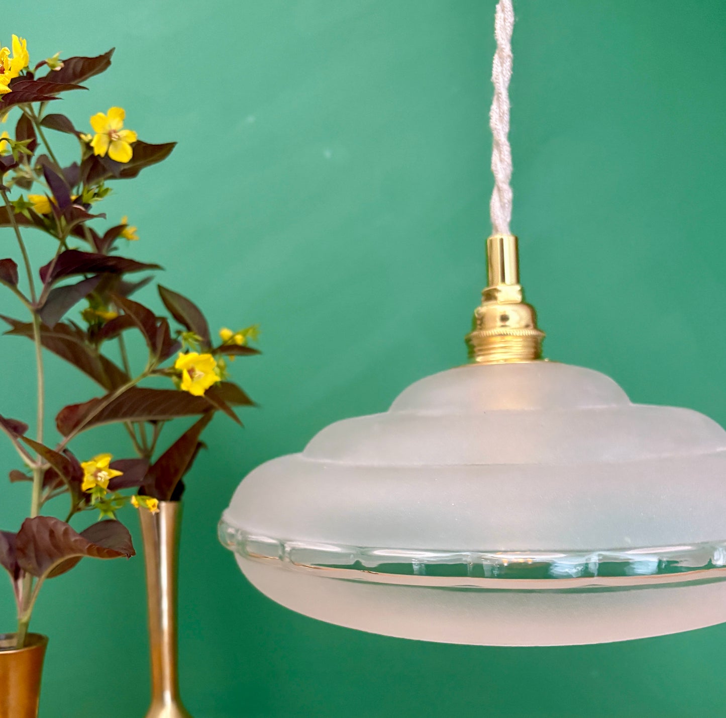 Suspension abat-jour vintage en verre dépoli