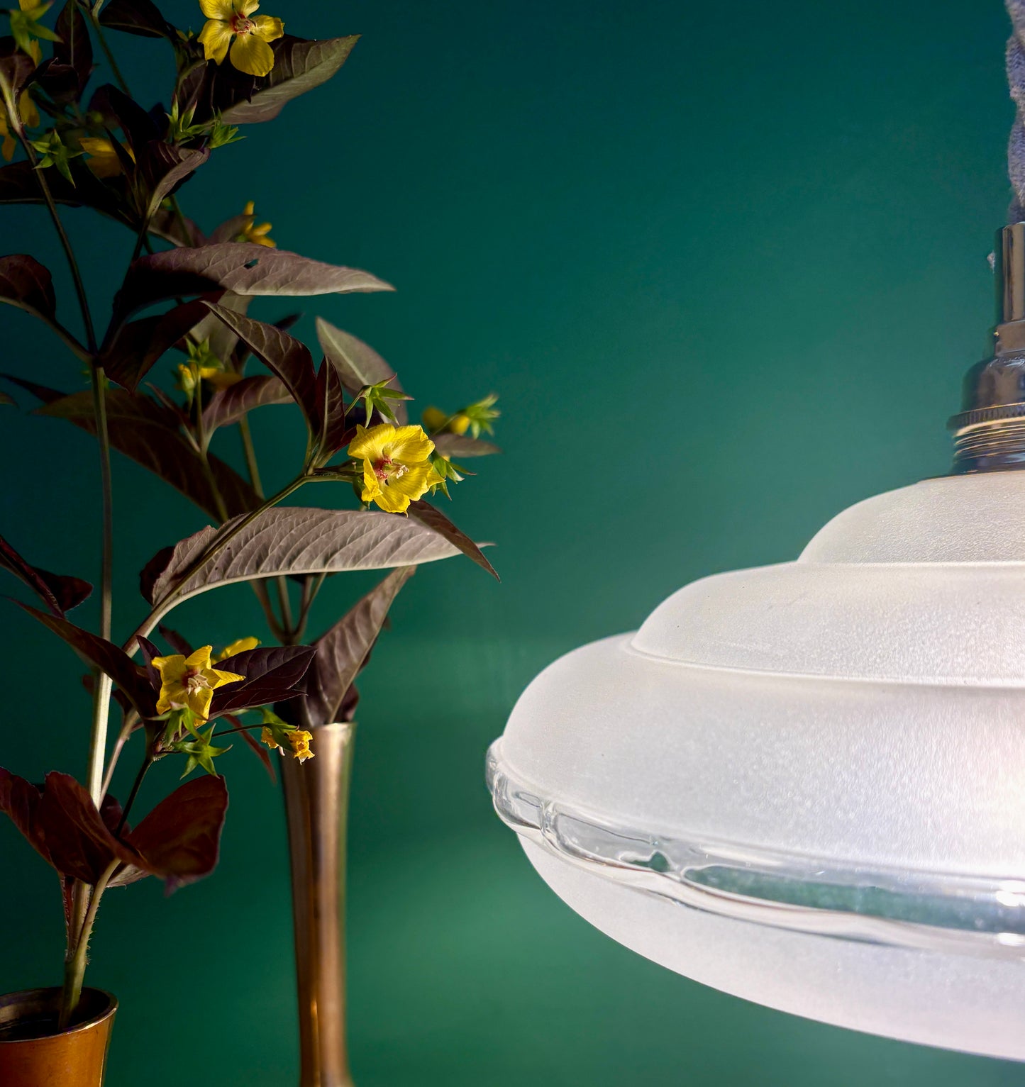 Suspension abat-jour vintage en verre dépoli