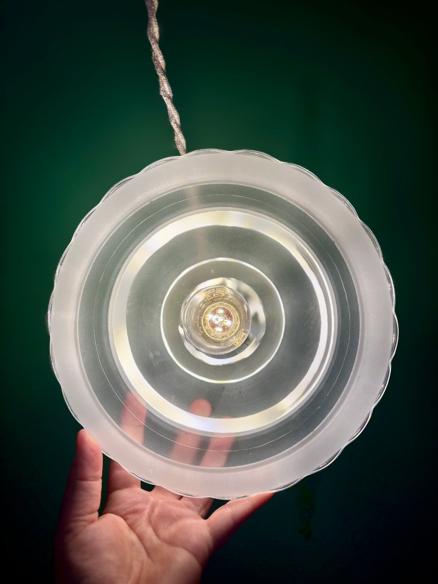 Suspension abat-jour vintage en verre dépoli