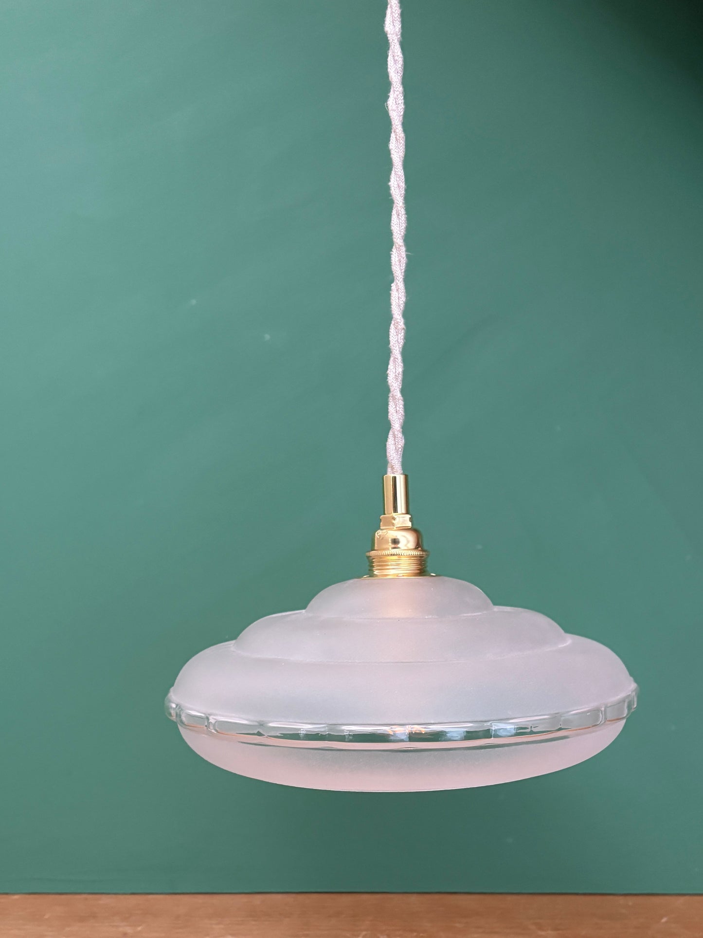 Suspension abat-jour vintage en verre dépoli