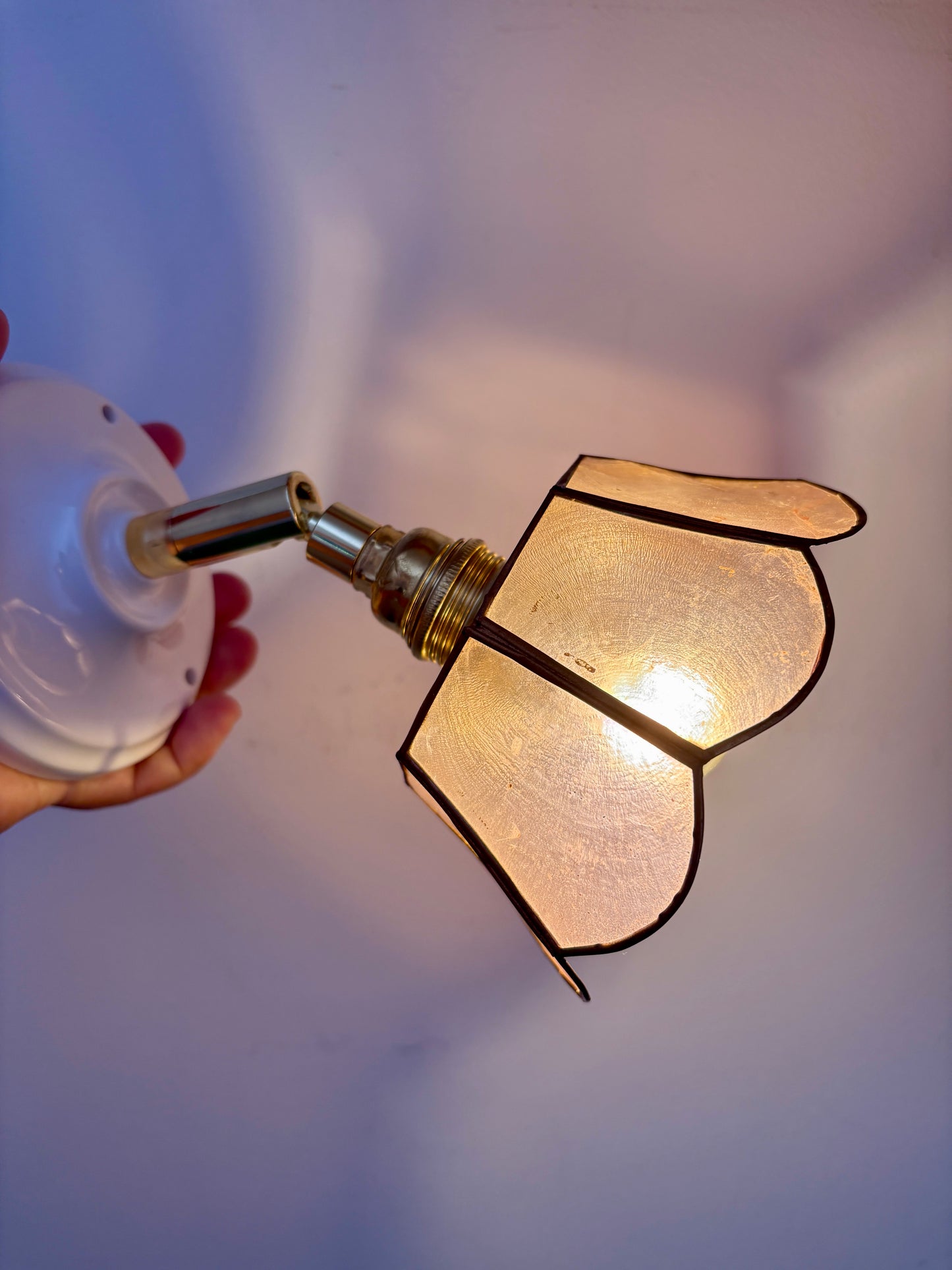 Applique abat-jour vintage en nacre et laiton