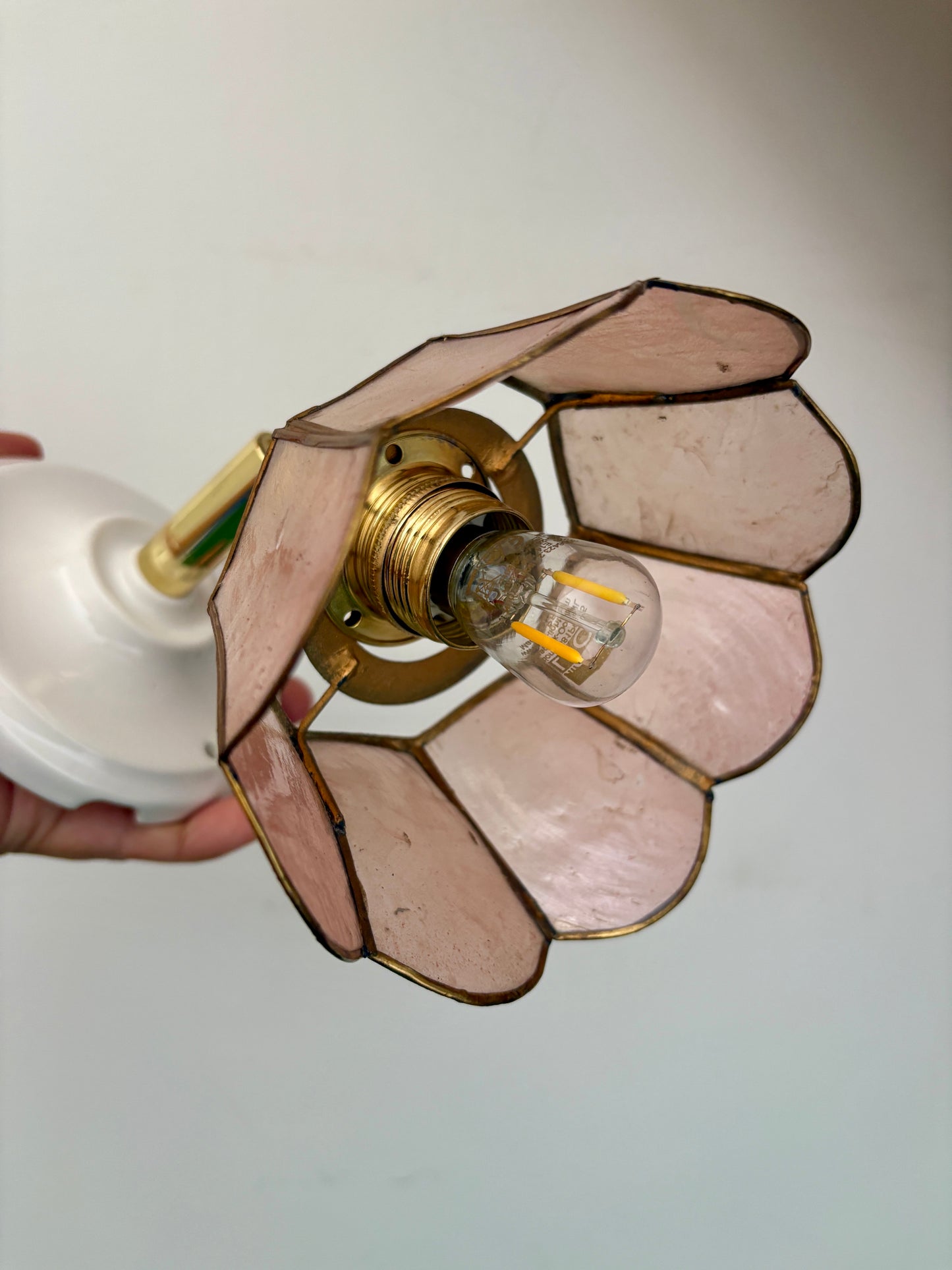 Applique abat-jour vintage en nacre et laiton