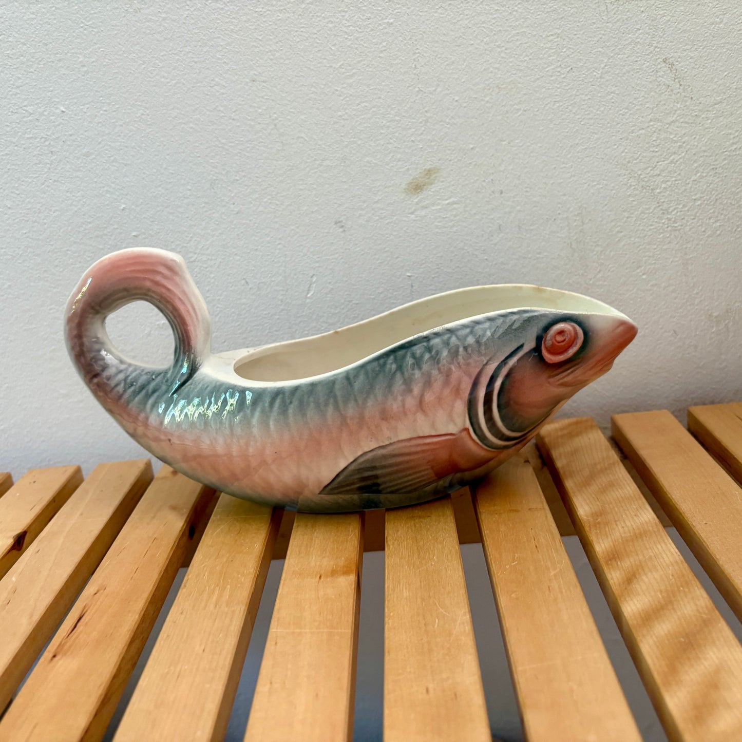 Saucière vintage Digoin en forme de poisson