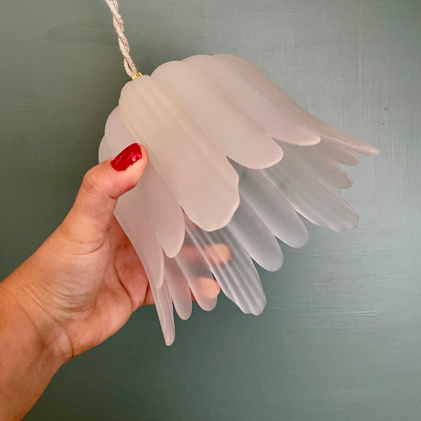 Suspension tulipe vintage en verre dépoli