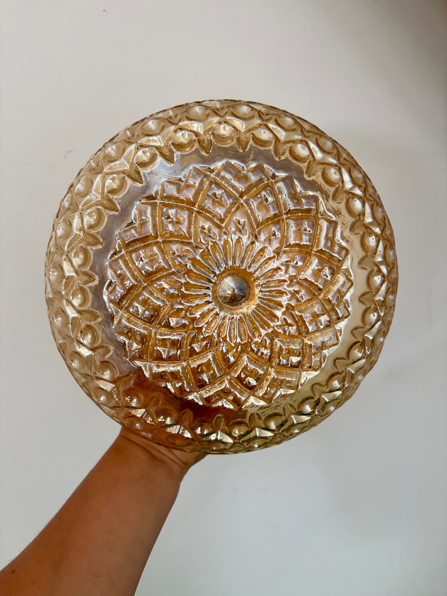 Applique/plafonnier globe vintage en verre ambré (AX4)