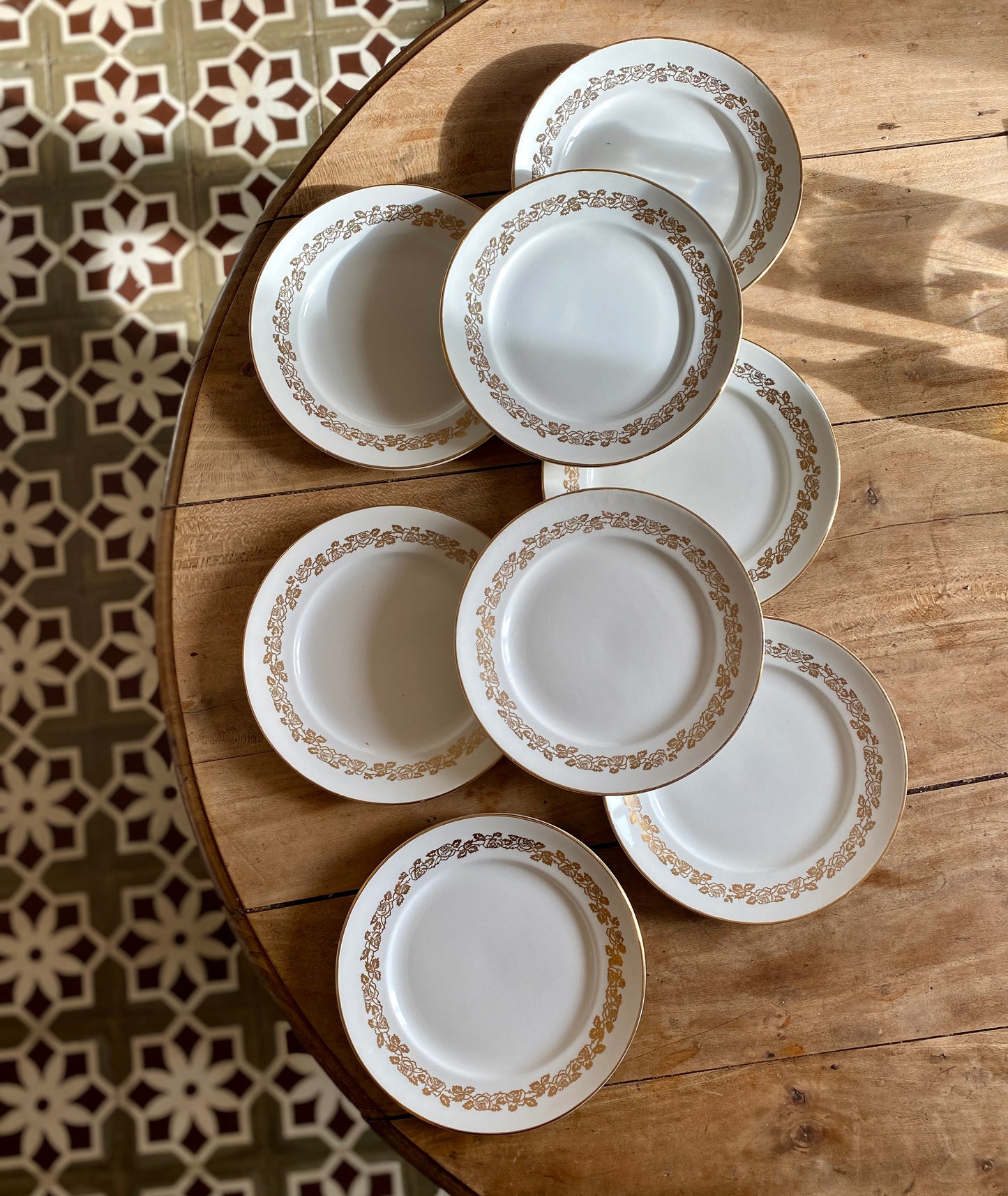 Lot de 8 assiettes plates vintage Moulin des Loups