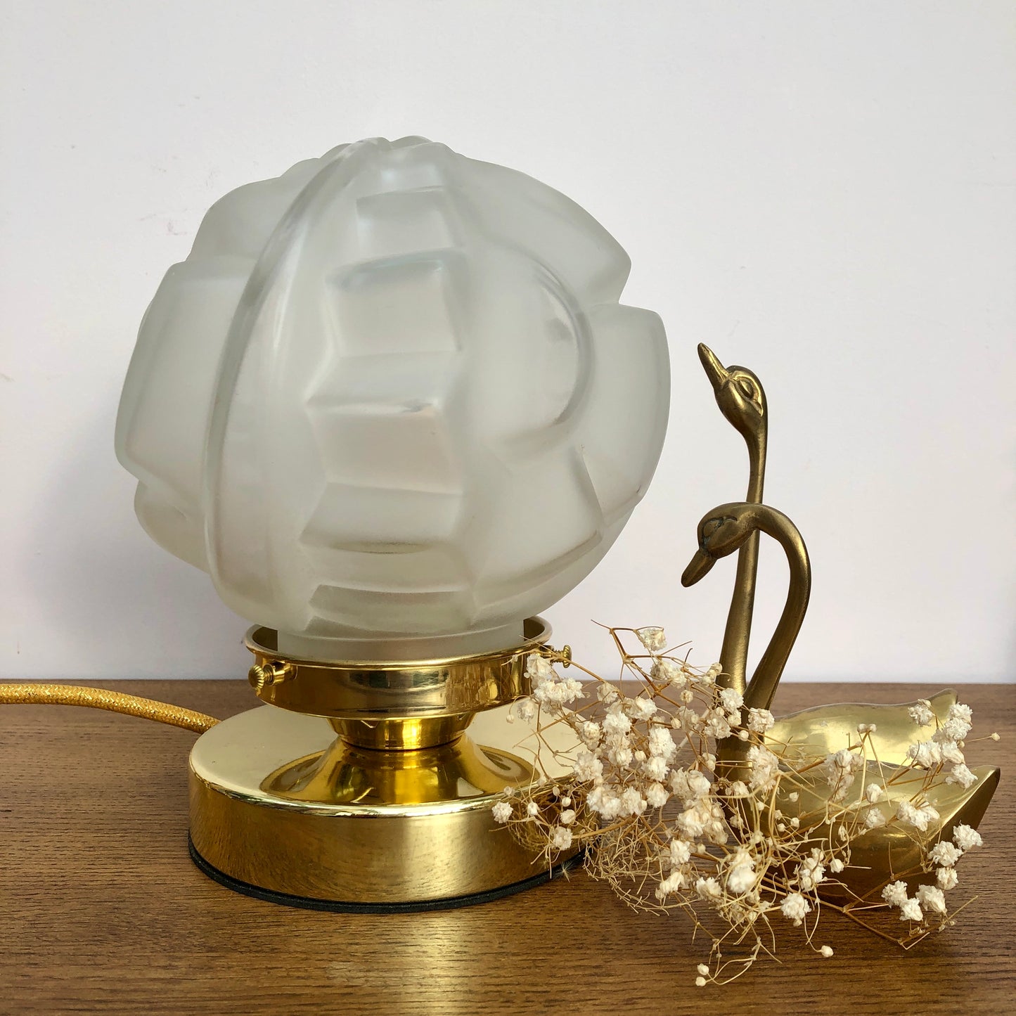 Lampe à poser globe vintage art déco