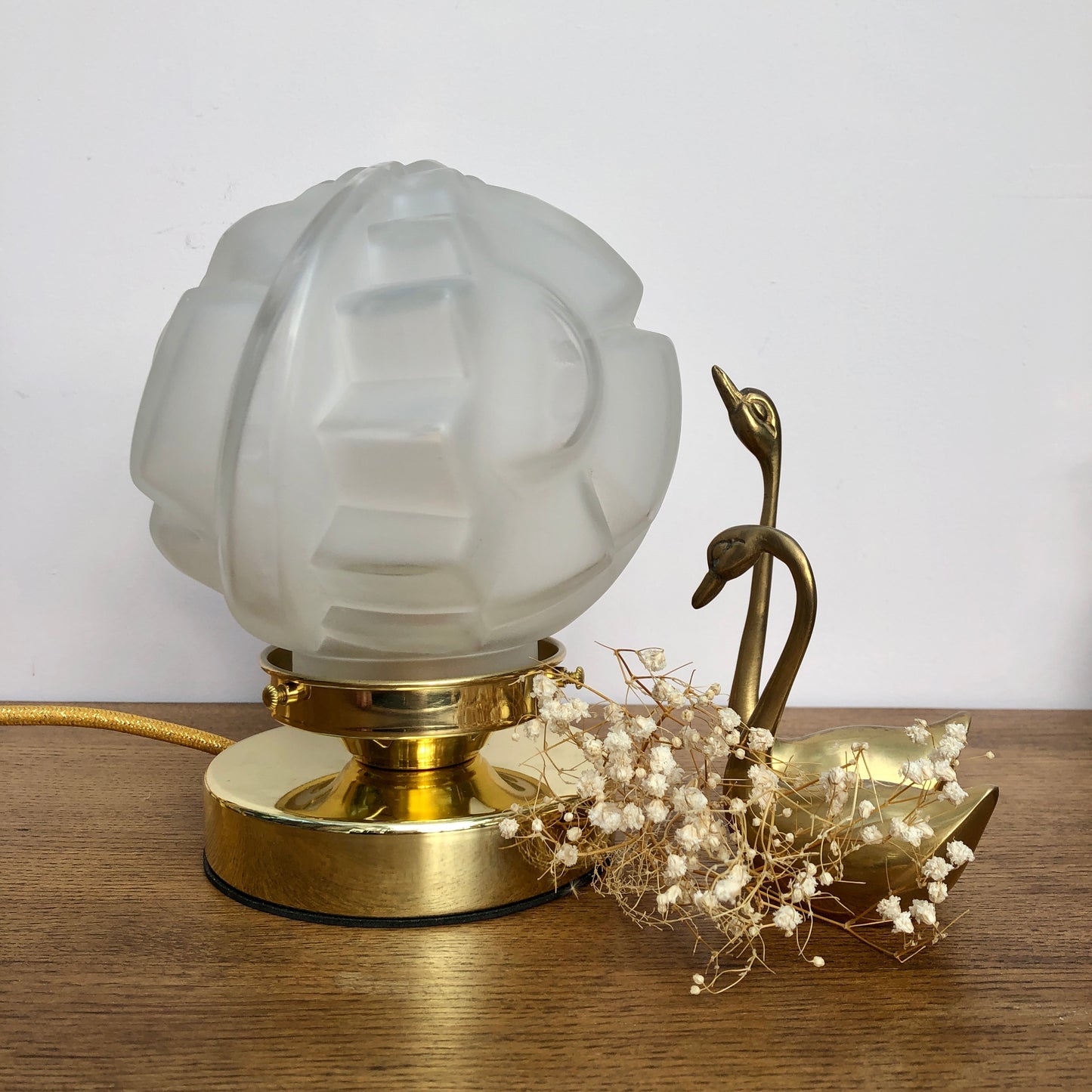Lampe à poser globe vintage art déco
