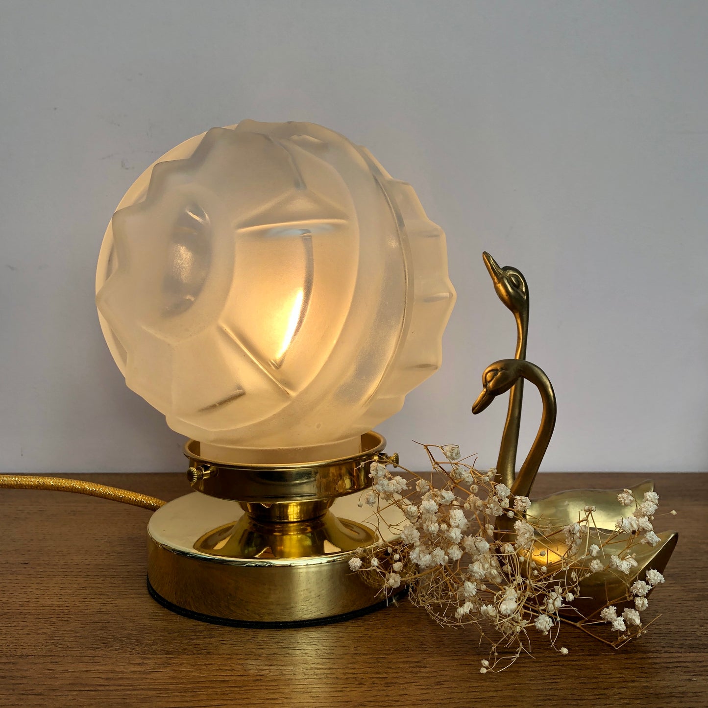 Lampe à poser globe vintage art déco