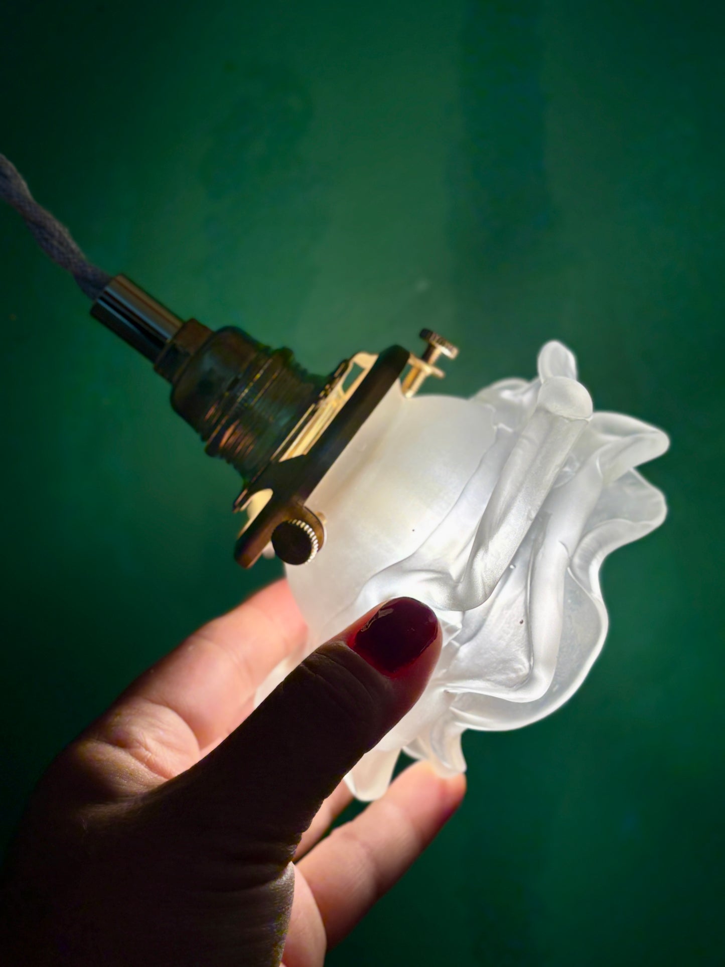 Suspension tulipe vintage en verre dépoli en forme de fleur