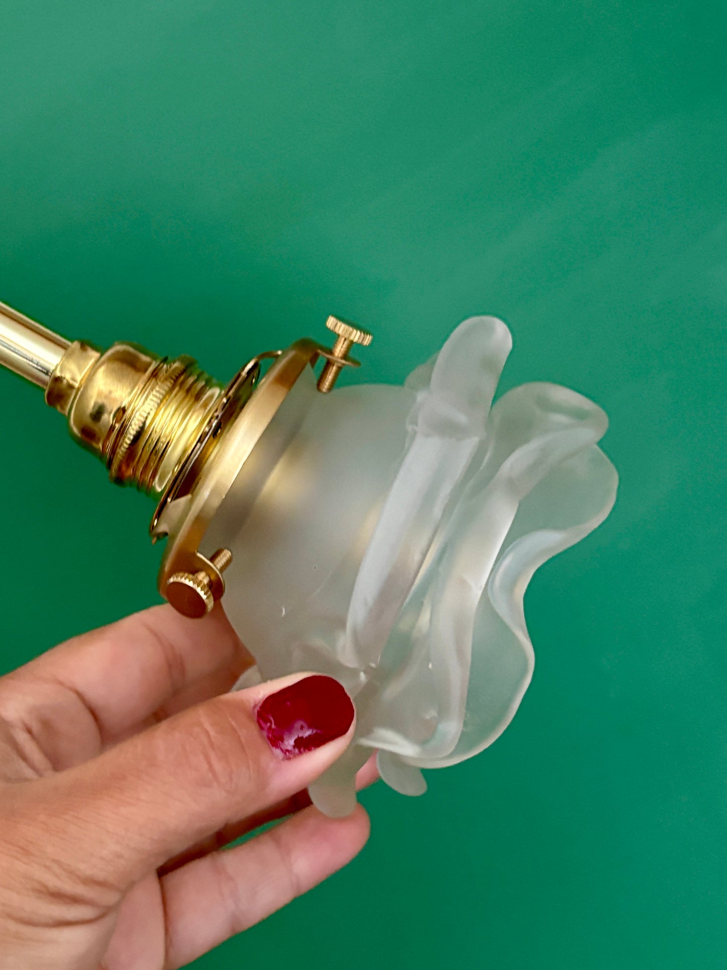 Suspension tulipe vintage en verre dépoli en forme de fleur