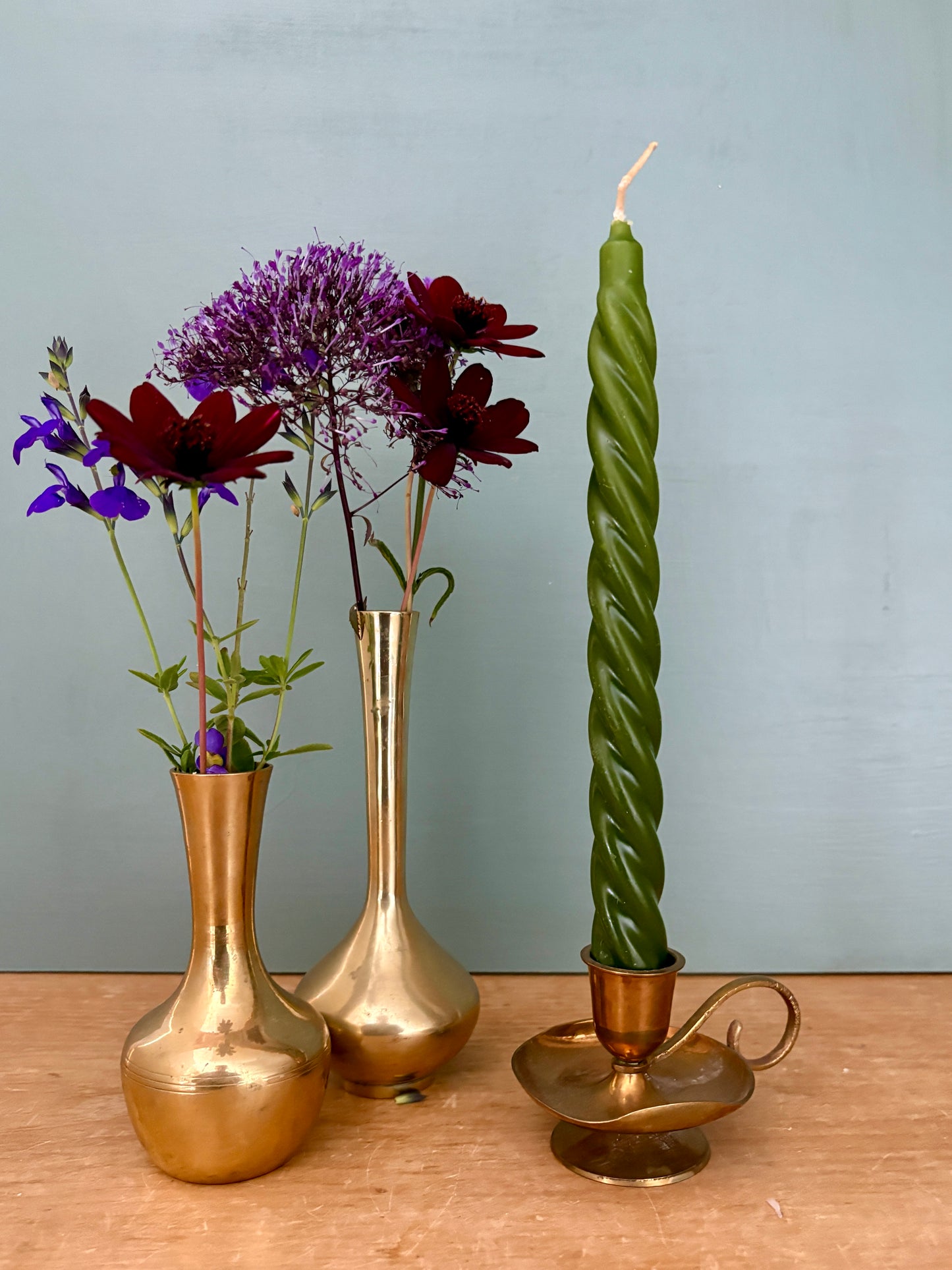 Bougeoir - chandelier ancien en laiton (B3)