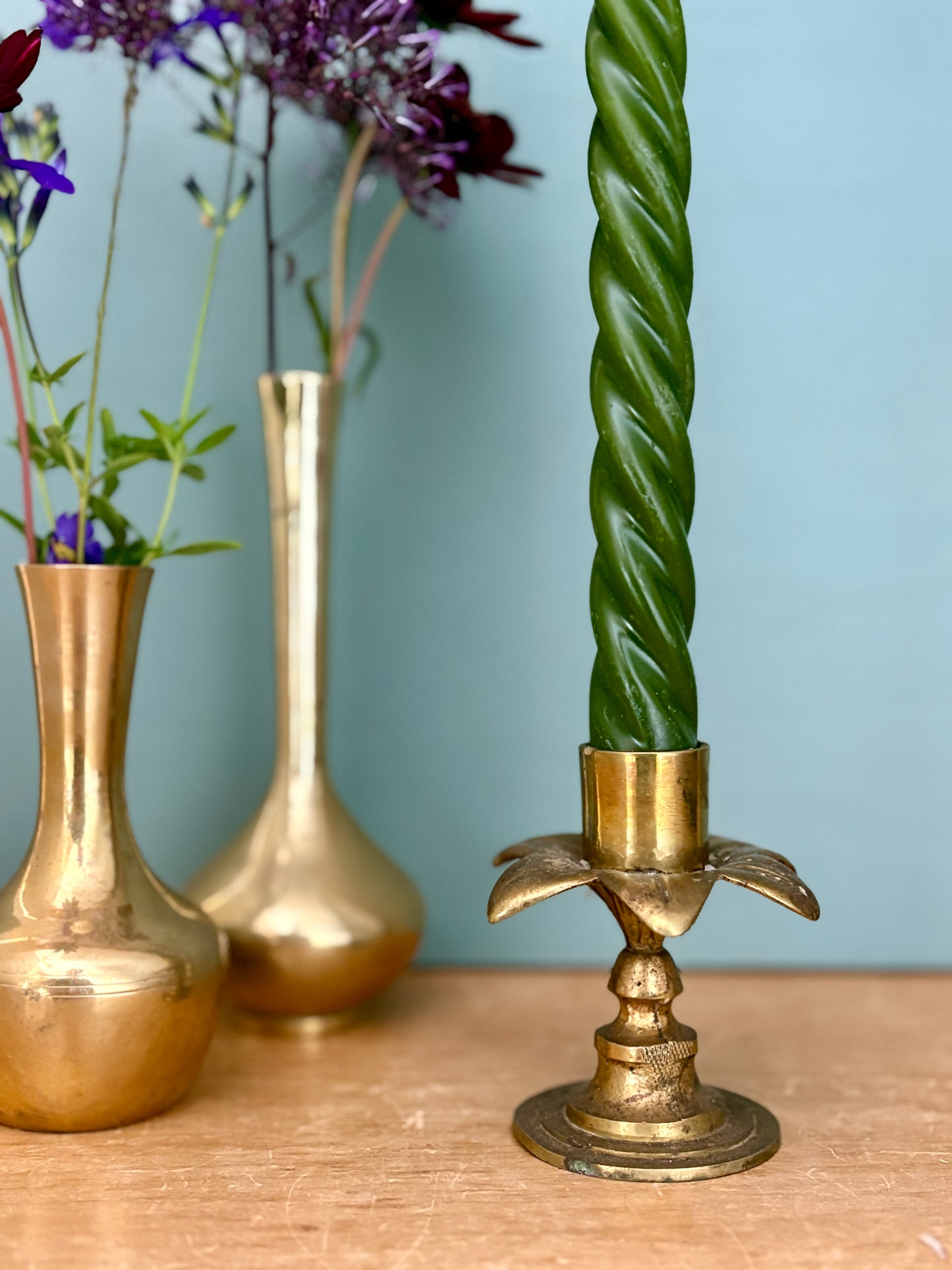 Bougeoir vintage en laiton en forme de palmier