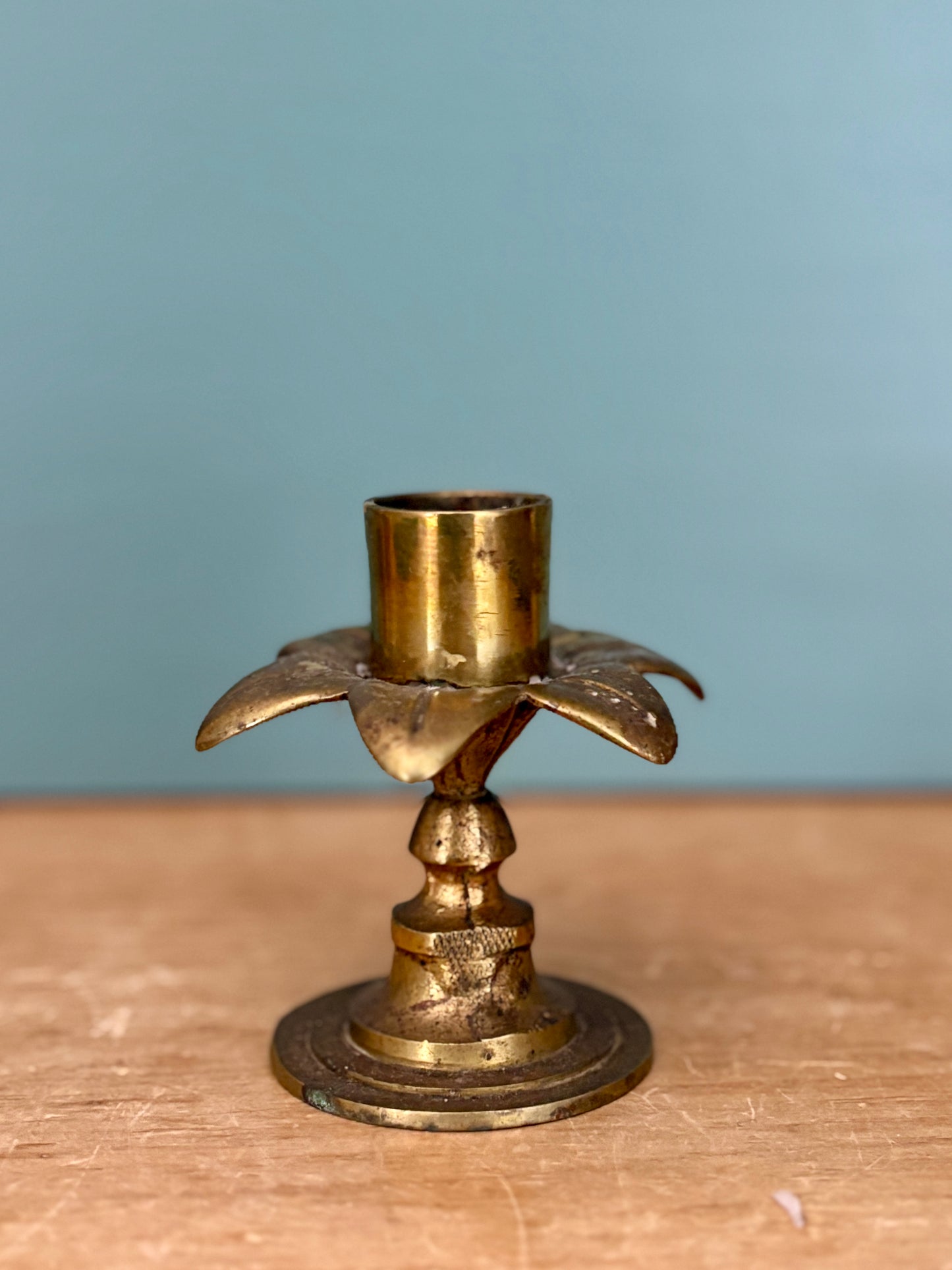 Bougeoir vintage en laiton en forme de palmier