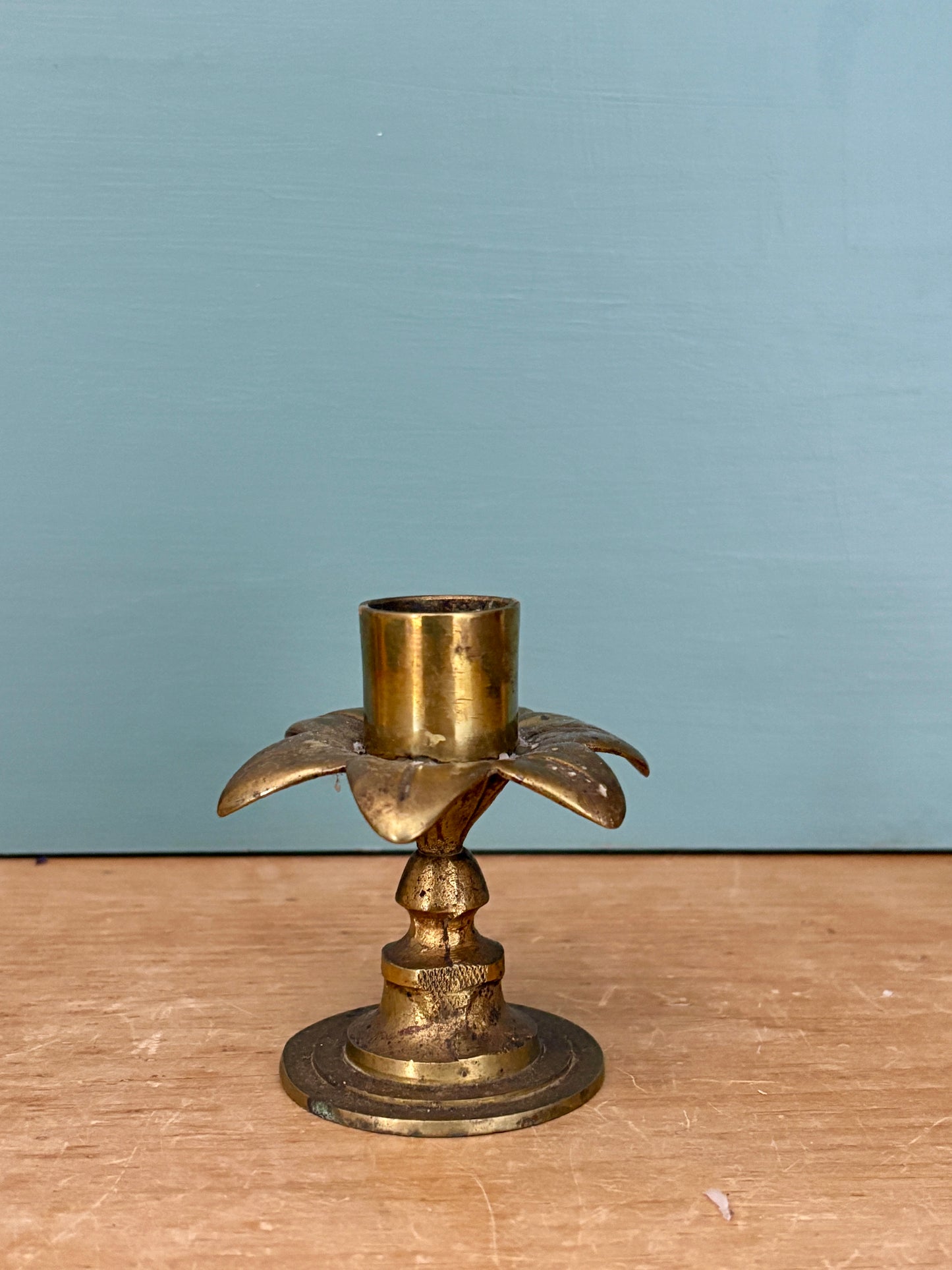 Bougeoir vintage en laiton en forme de palmier