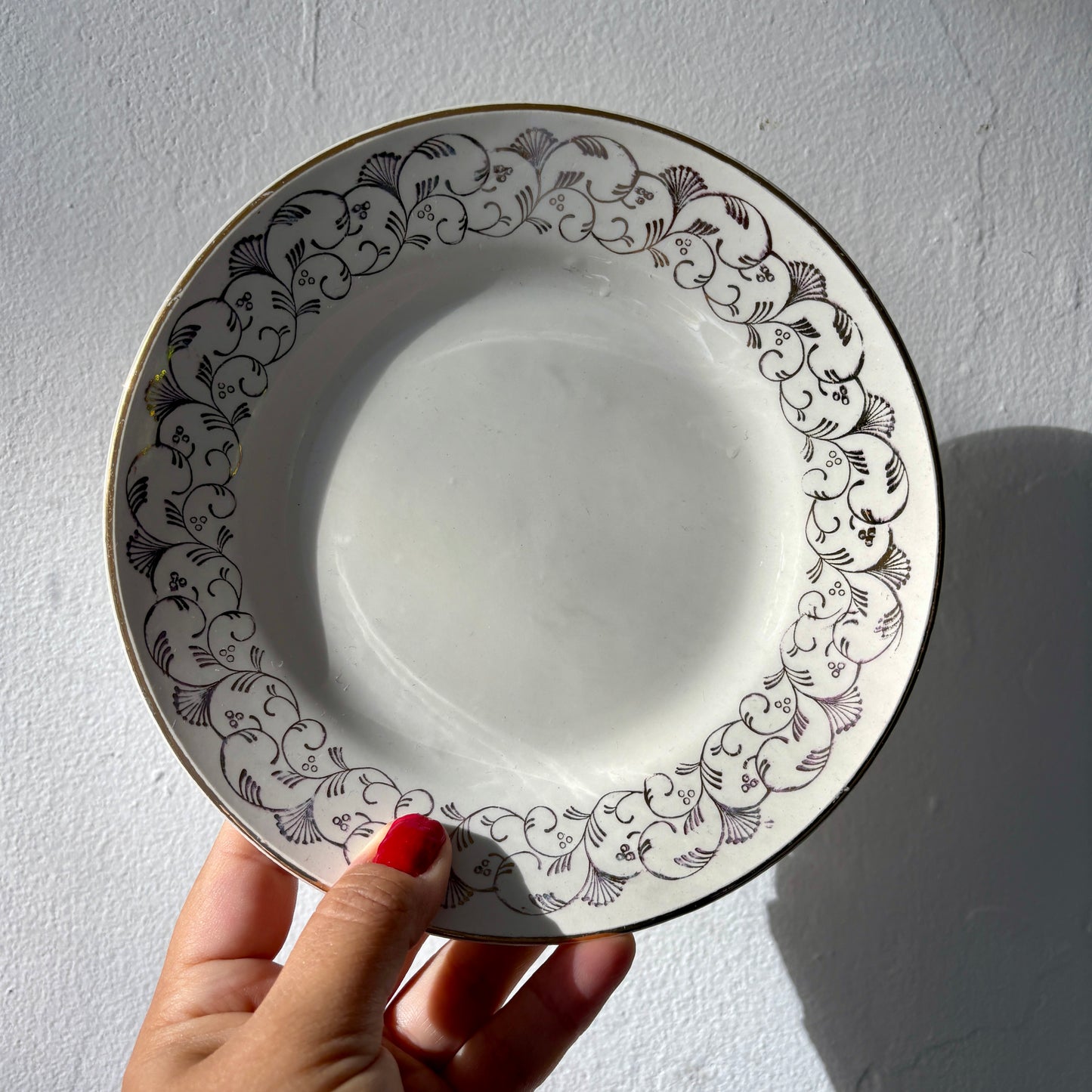 Lot de 11 assiettes à dessert vintage Sarreguemines en porcelaine opaque