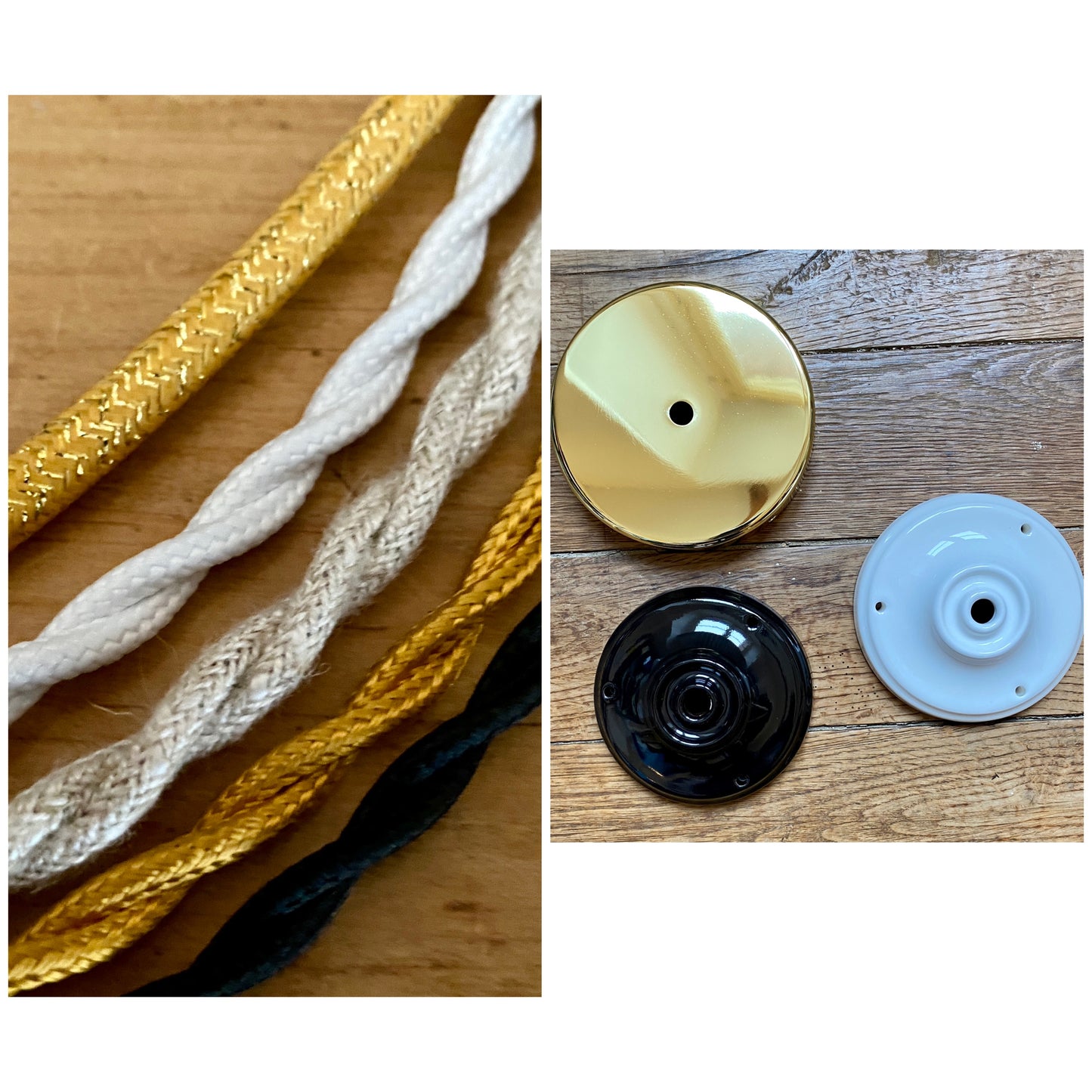 Suspension tulipe vintage en verre dépoli blanc et liserés dorés