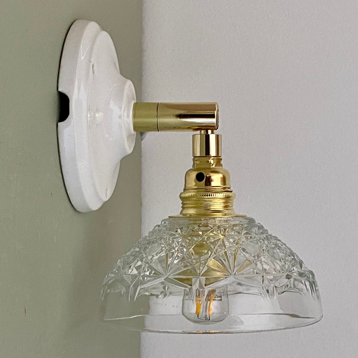 Applique abat-jour vintage en verre ciselé