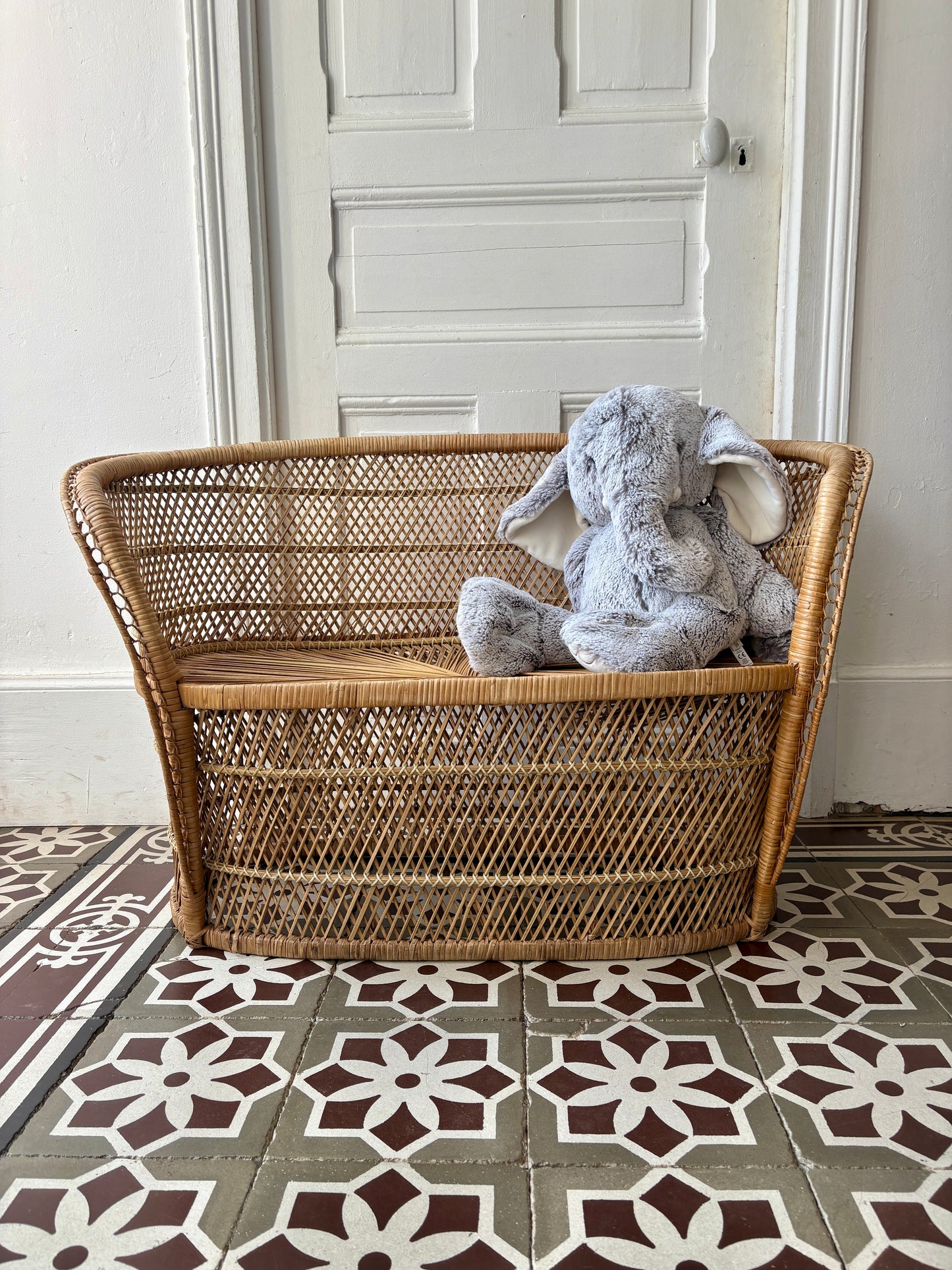 Banc pour enfant vintage en rotin