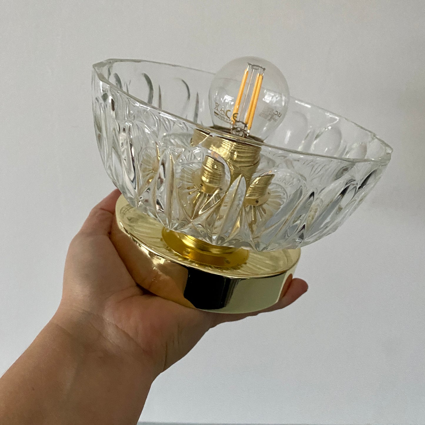 Applique abat-jour vintage en verre moulé - collection vaisselle -