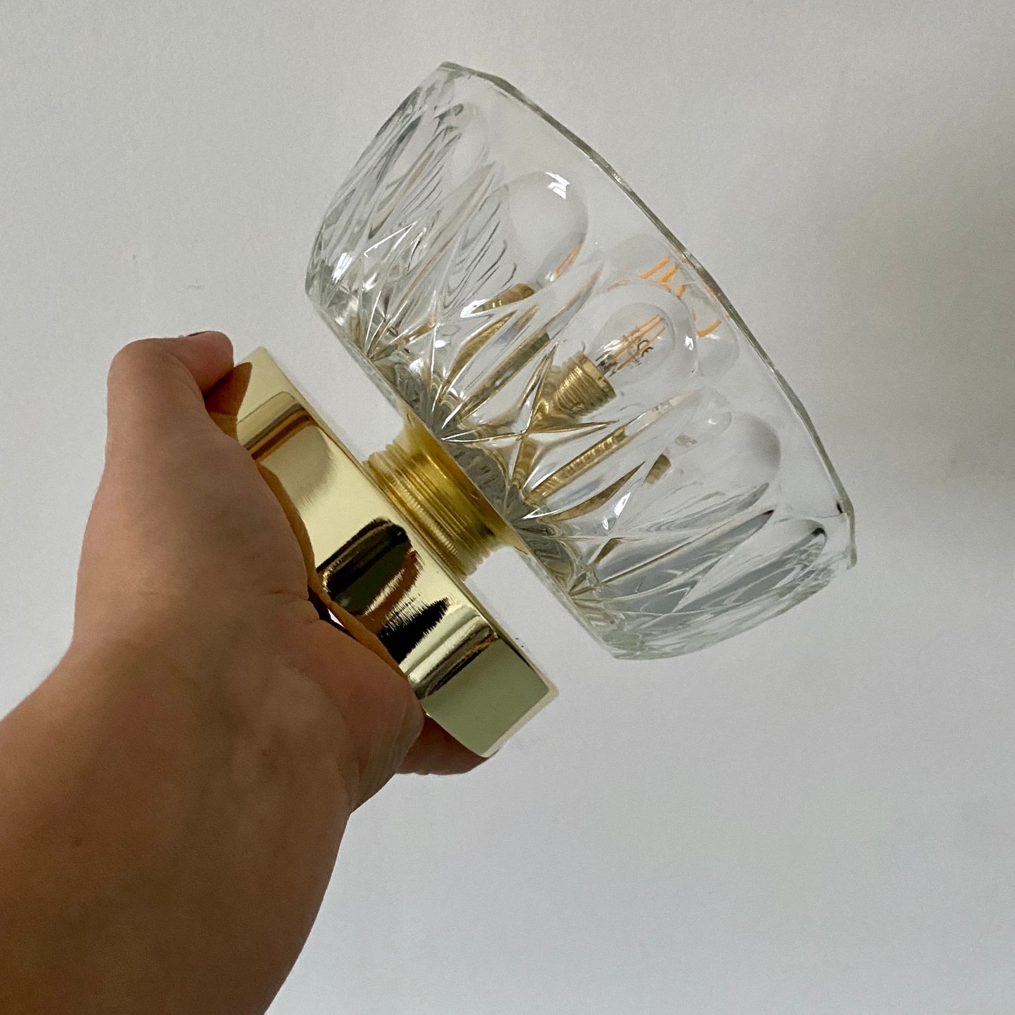 Applique abat-jour vintage en verre moulé - collection vaisselle -