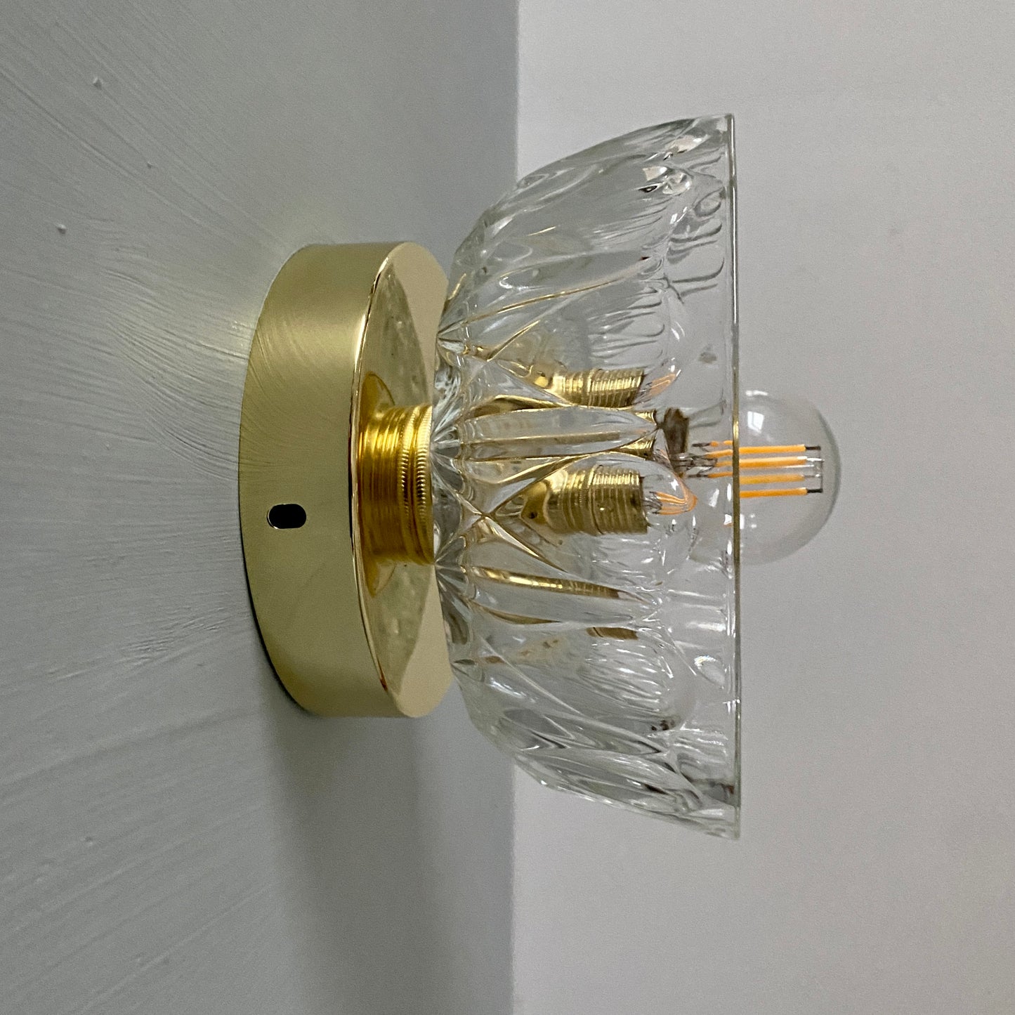 Applique abat-jour vintage en verre moulé - collection vaisselle -