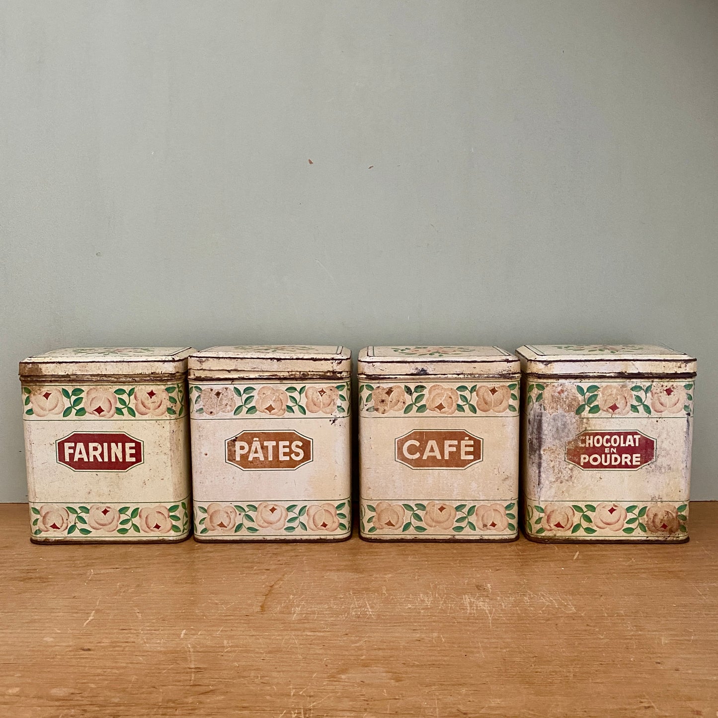 Lot de 4 boîtes vintage à épices en métal