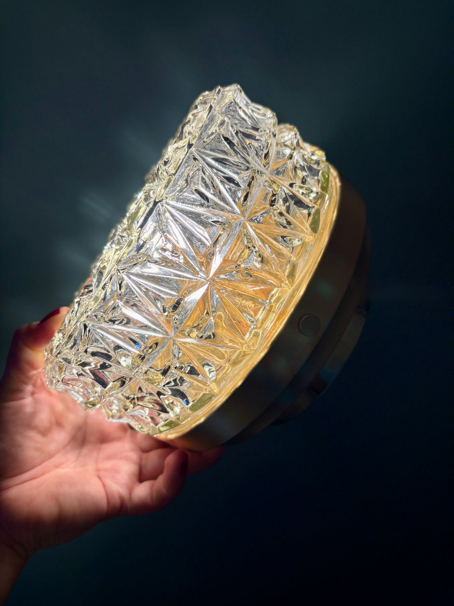 Applique ou plafonnier globe vintage en verre moulé (PT1)