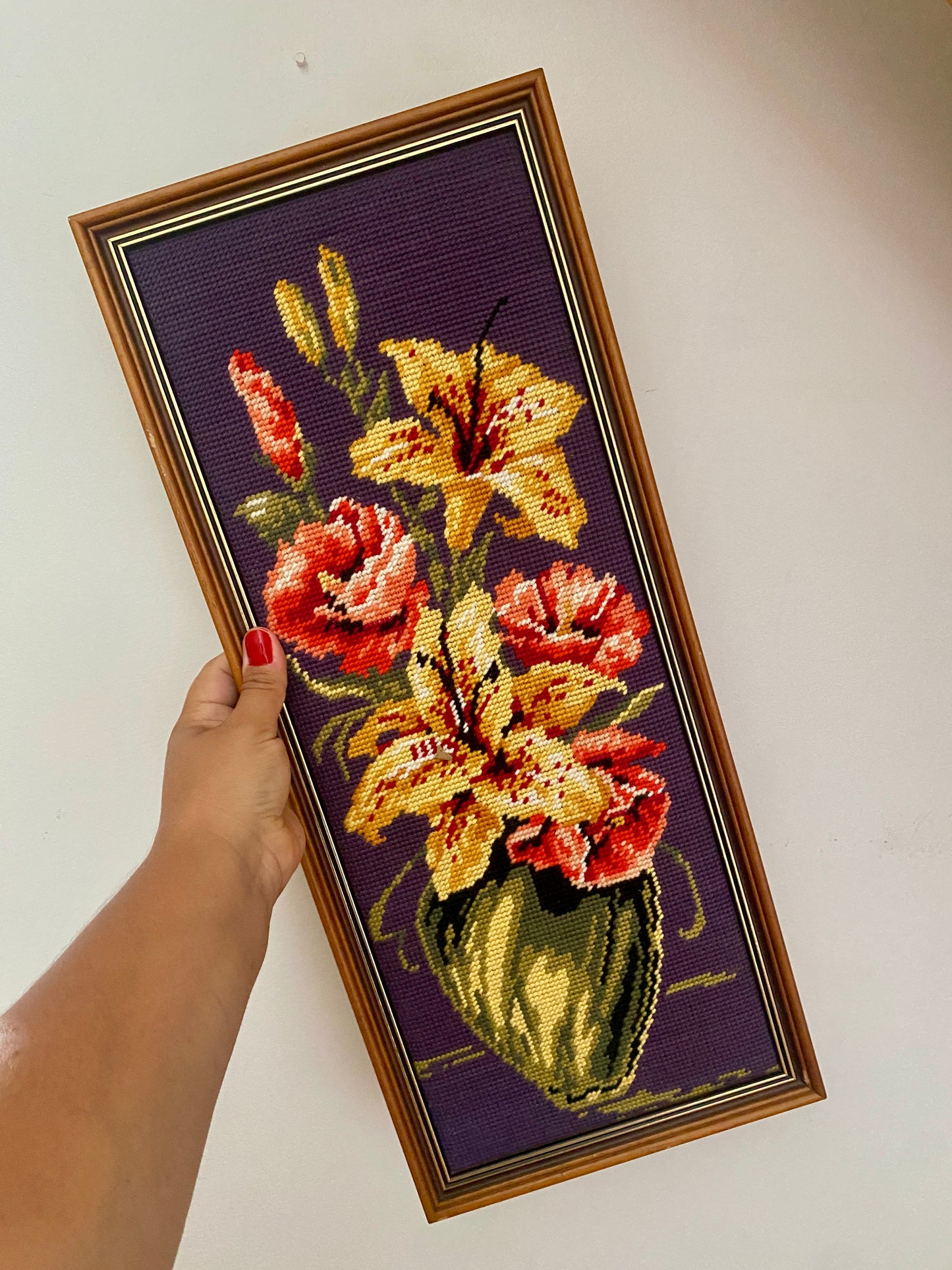 Canevas vintage bouquet de Lys