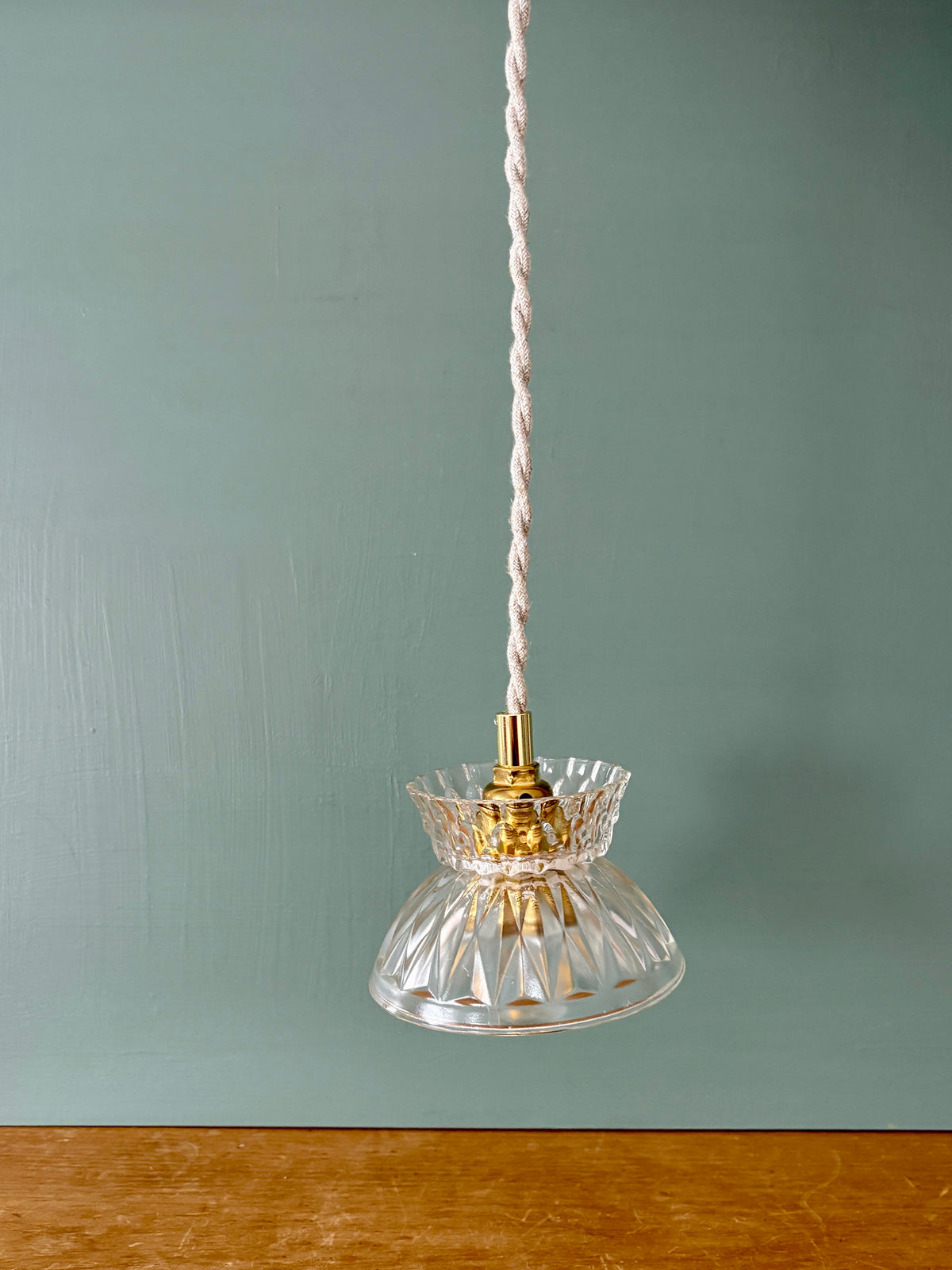 Suspension abat-jour vintage en verre - collection vaisselle (UD1)