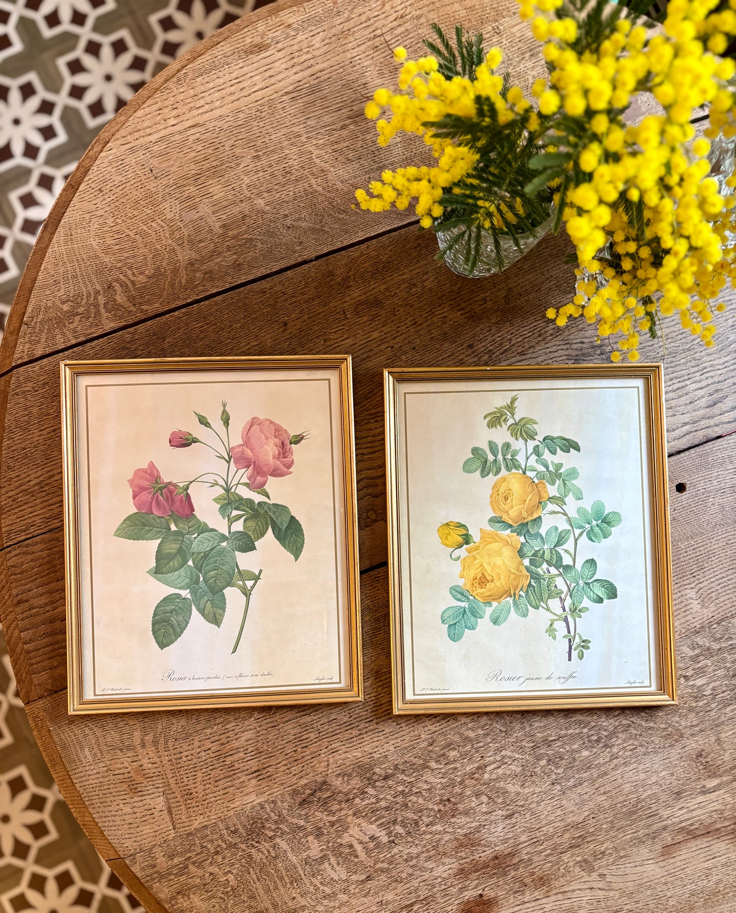 Cadre ancien roses Redouté