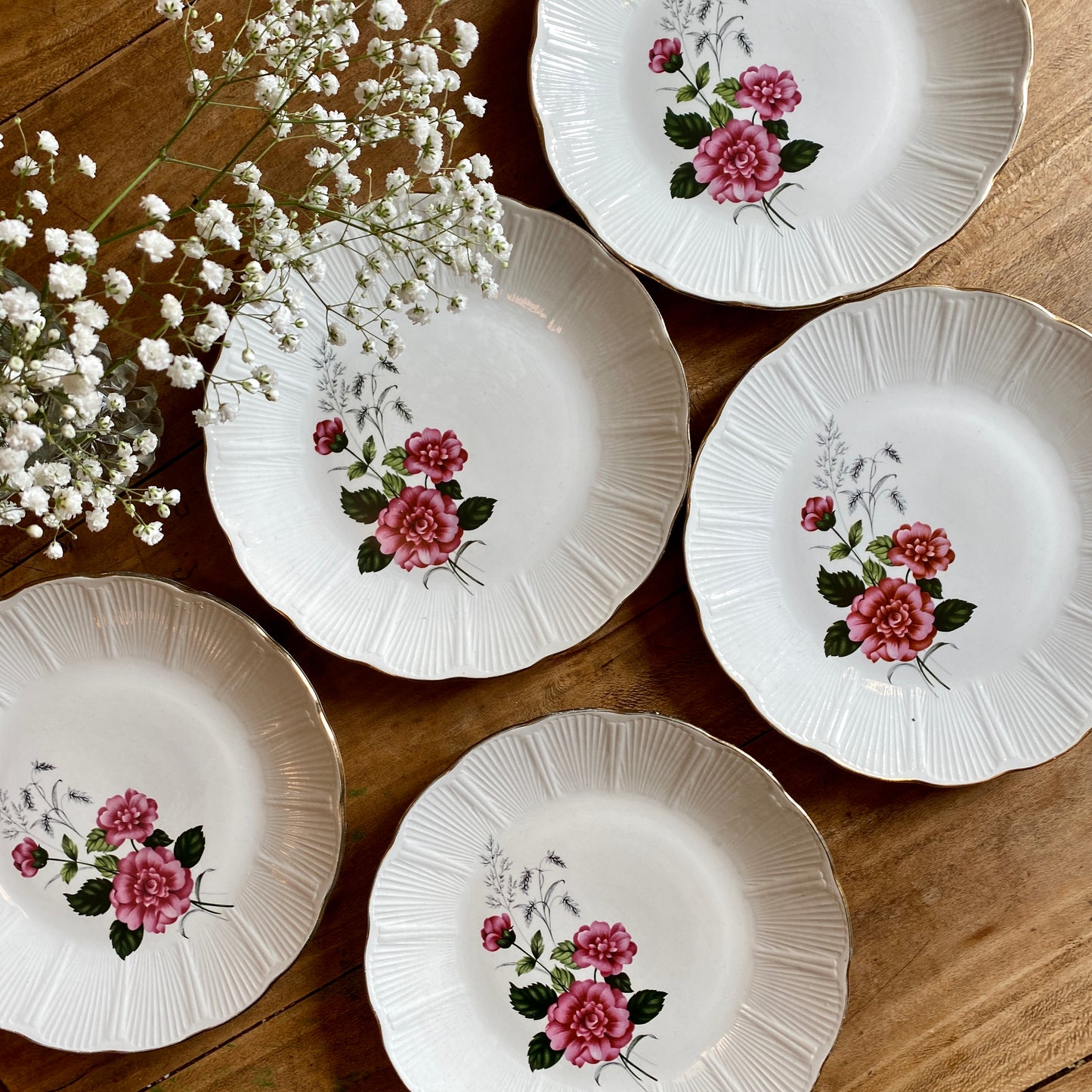 Lot de 6 assiettes plates vintage L'Amandinoise