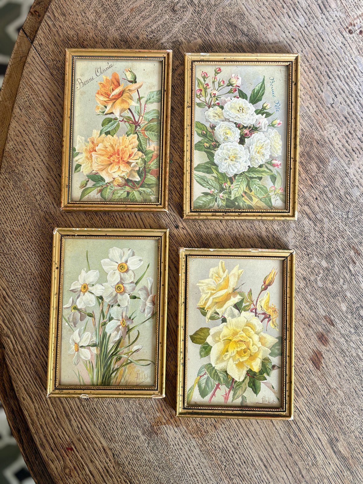 Lot de 4 cadres fleurs vintage