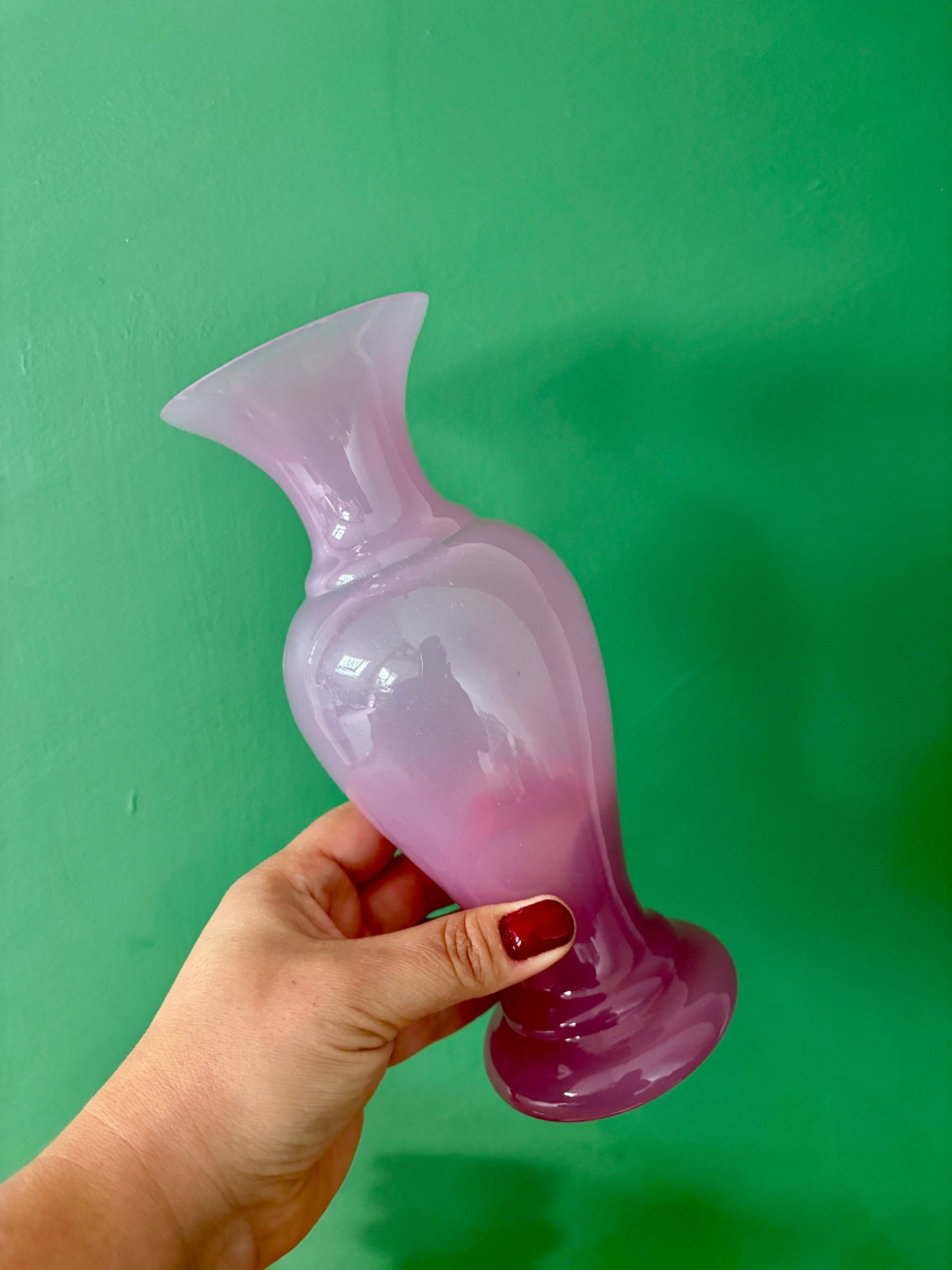 Lot de 5 vases/soliflores vintage en verre et opaline rose et rouge