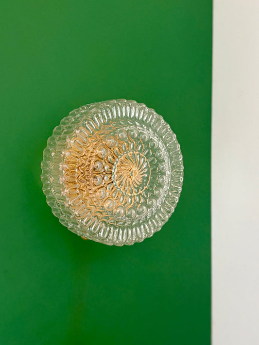 Applique ou plafonnier globe vintage en verre moulé (PLAF30)