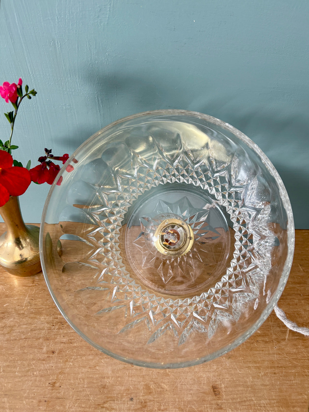 Suspension abat-jour vintage en verre travaillé - collection vaisselle (CVS1)
