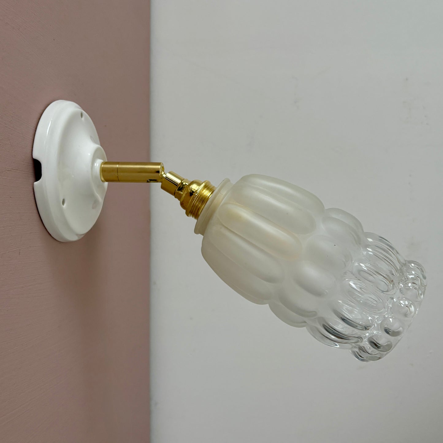 Applique globe vintage en verre mi dépoli mi transparent