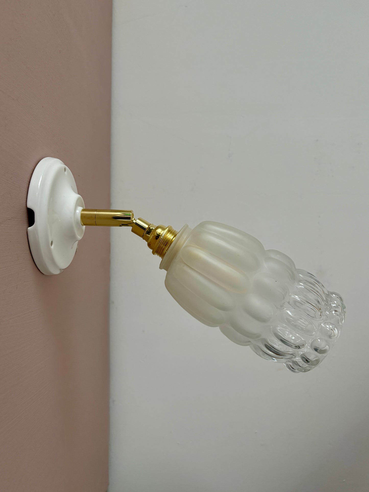 Applique globe vintage en verre mi dépoli mi transparent