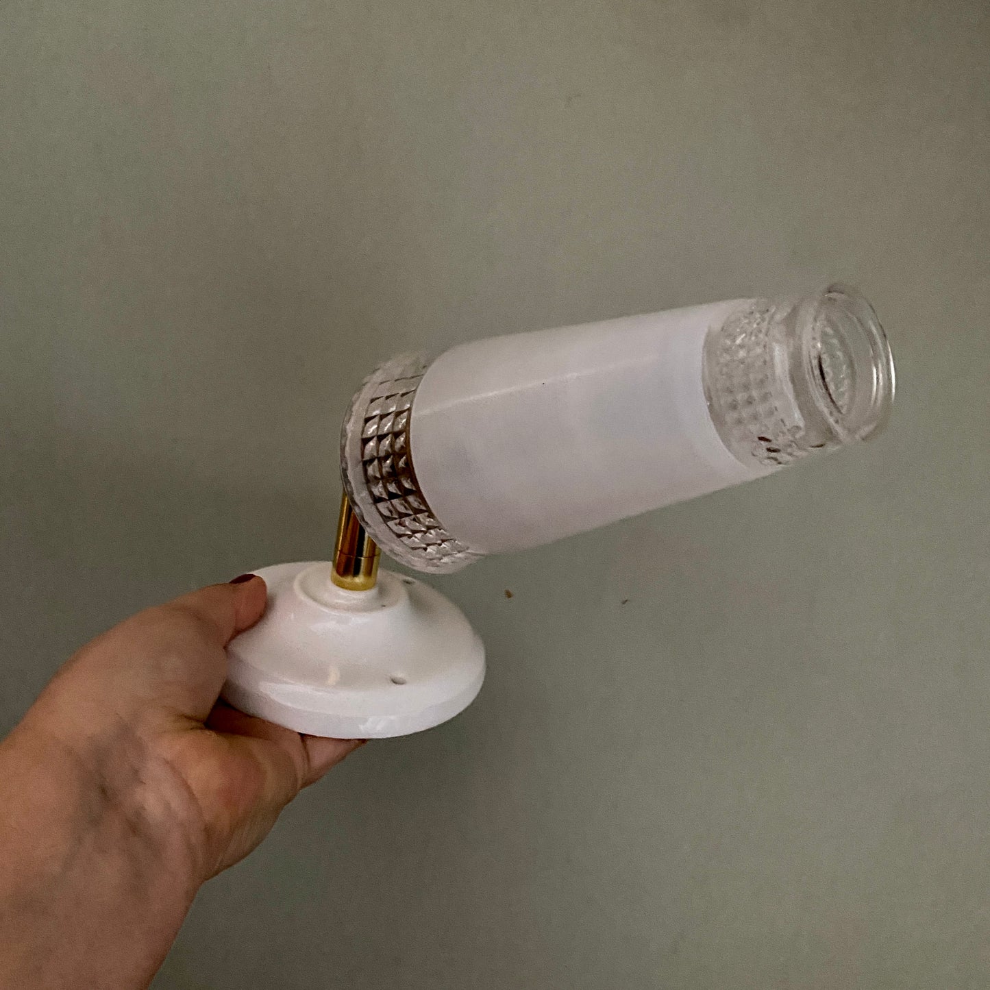 Applique tulipe vintage en verre blanc et transparent