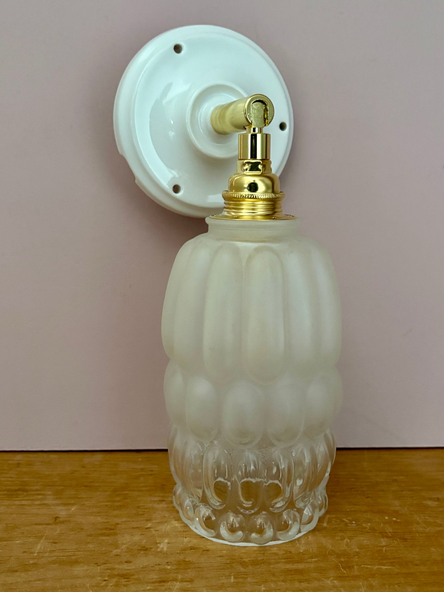 Applique globe vintage en verre mi dépoli mi transparent