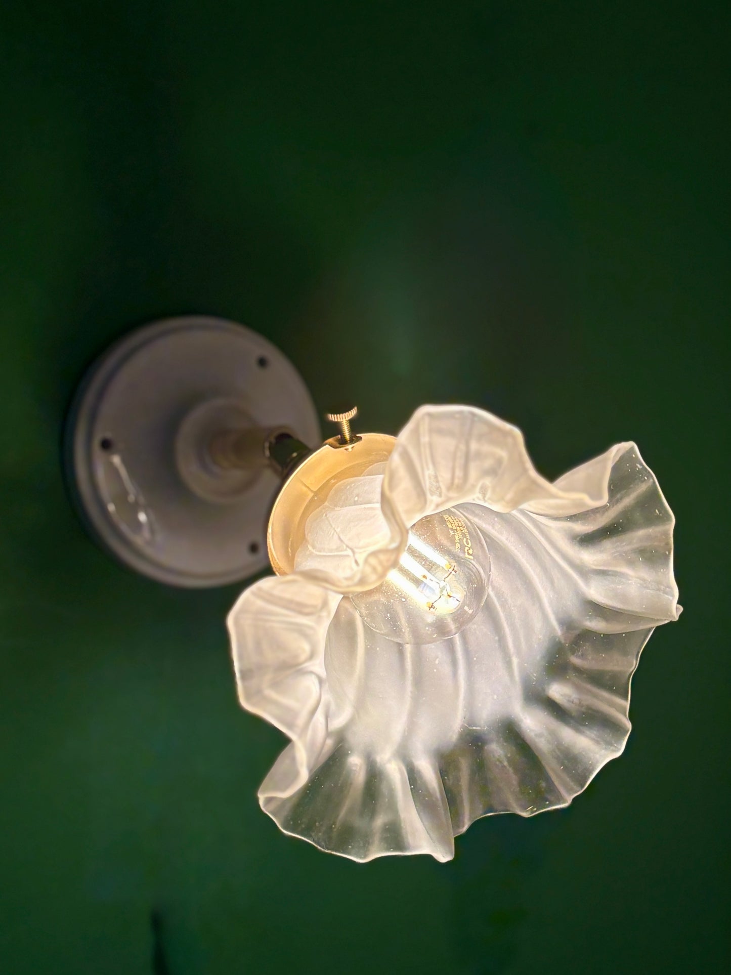 Applique tulipe vintage en verre dépoli