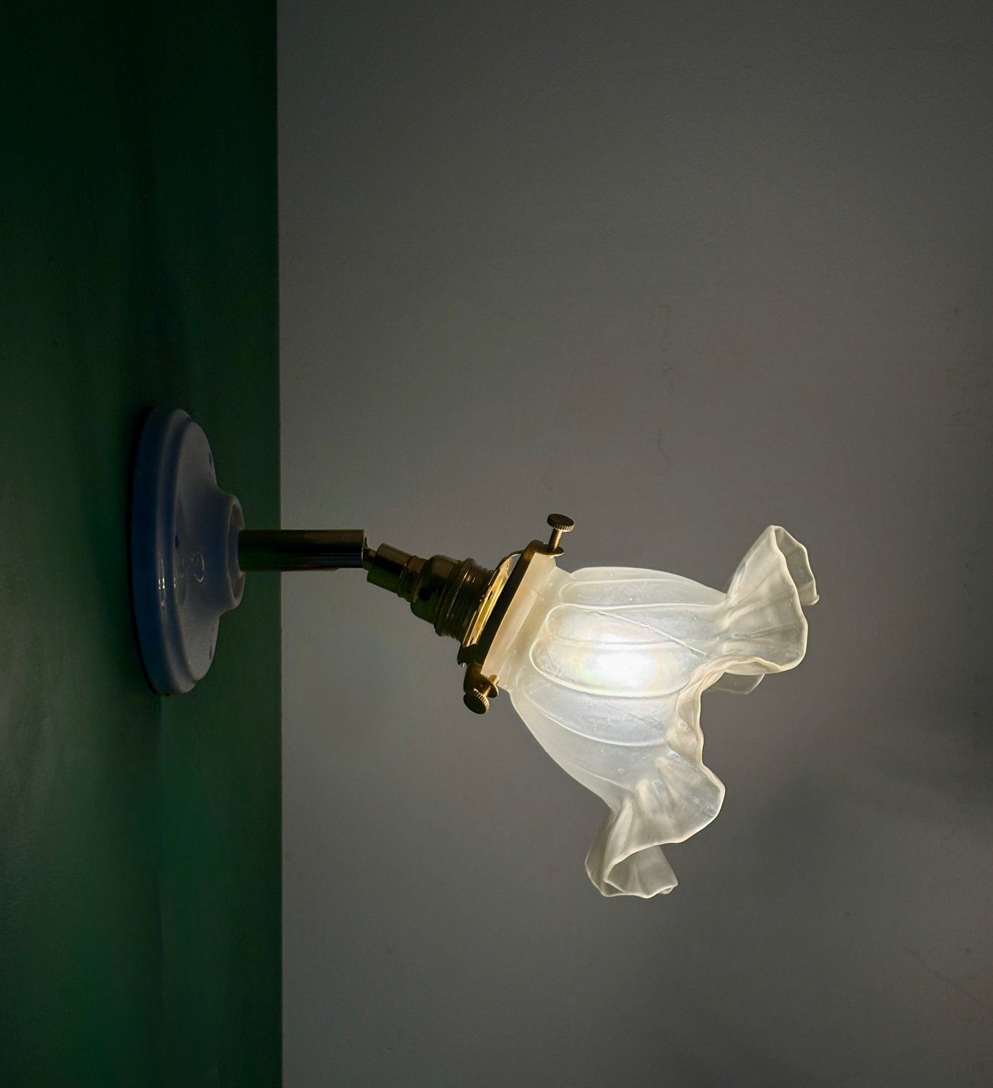 Applique tulipe vintage en verre dépoli