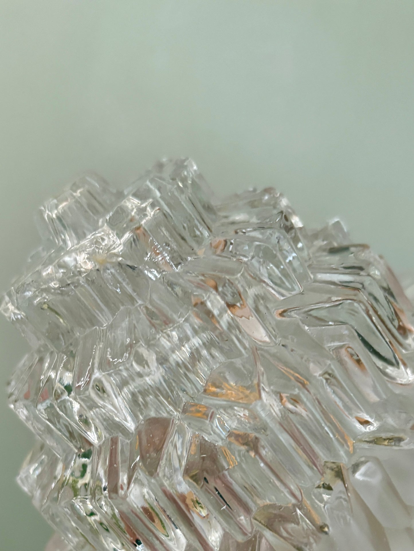 Lampe à poser globe vintage en verre mi dépoli mi transparent