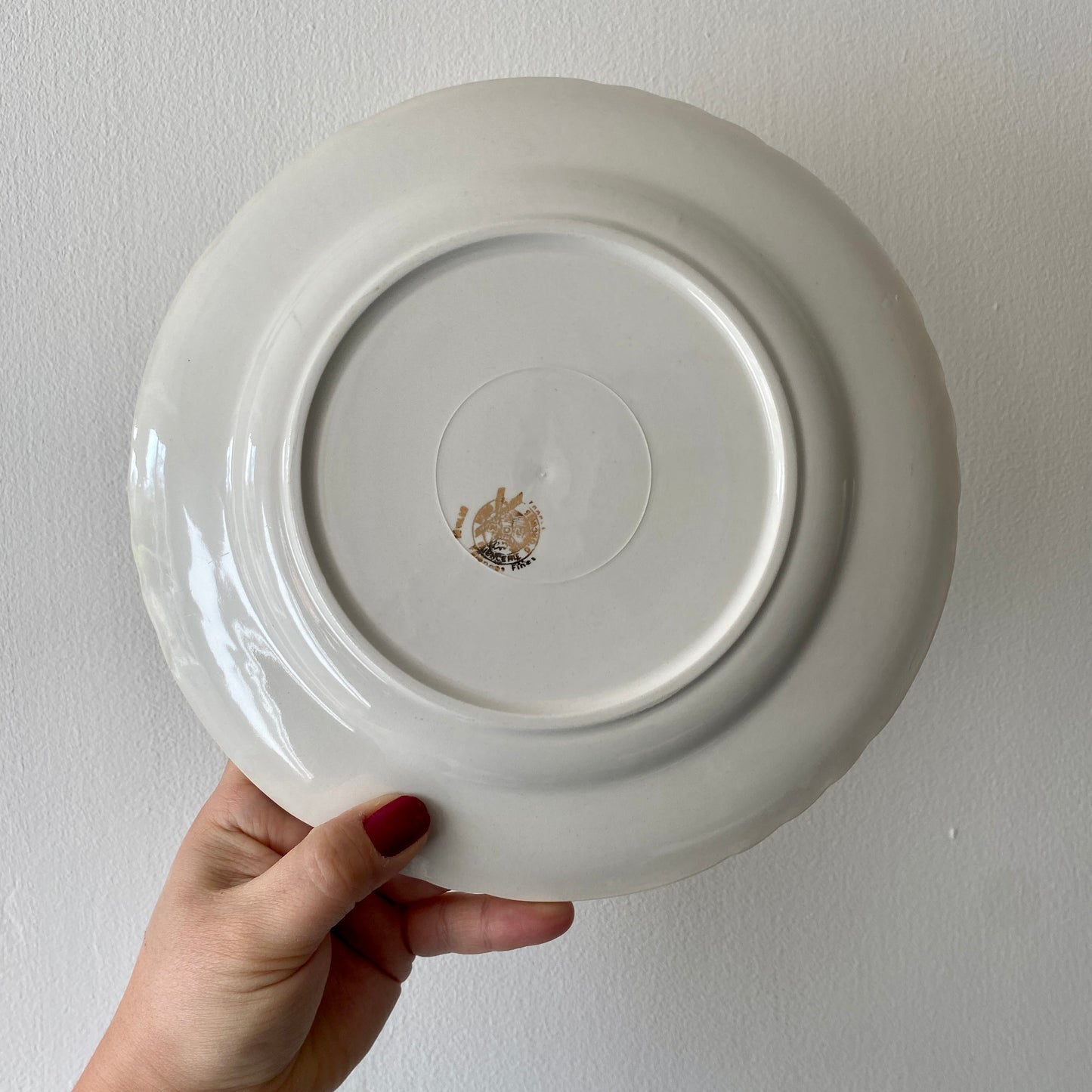 Lot de 6 assiettes plates vintage mint et dorées