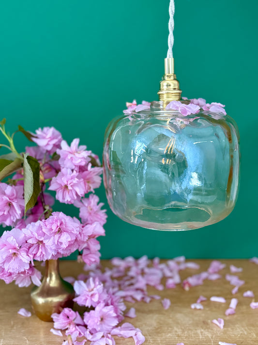 Suspension globe vintage en verre ambré (GV1)