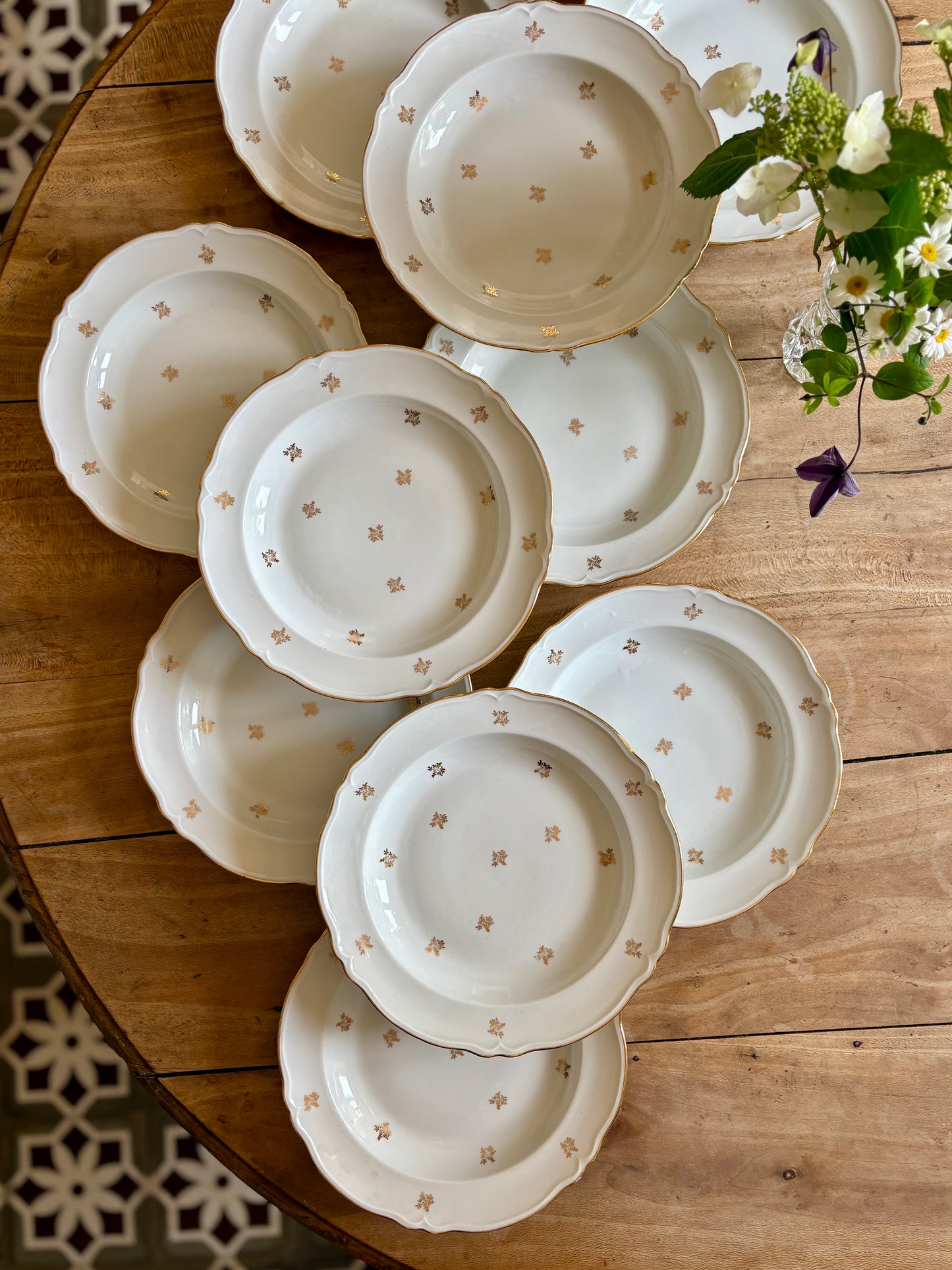 Lot de 10 assiettes creuses vintage en porcelaine de Limoges
